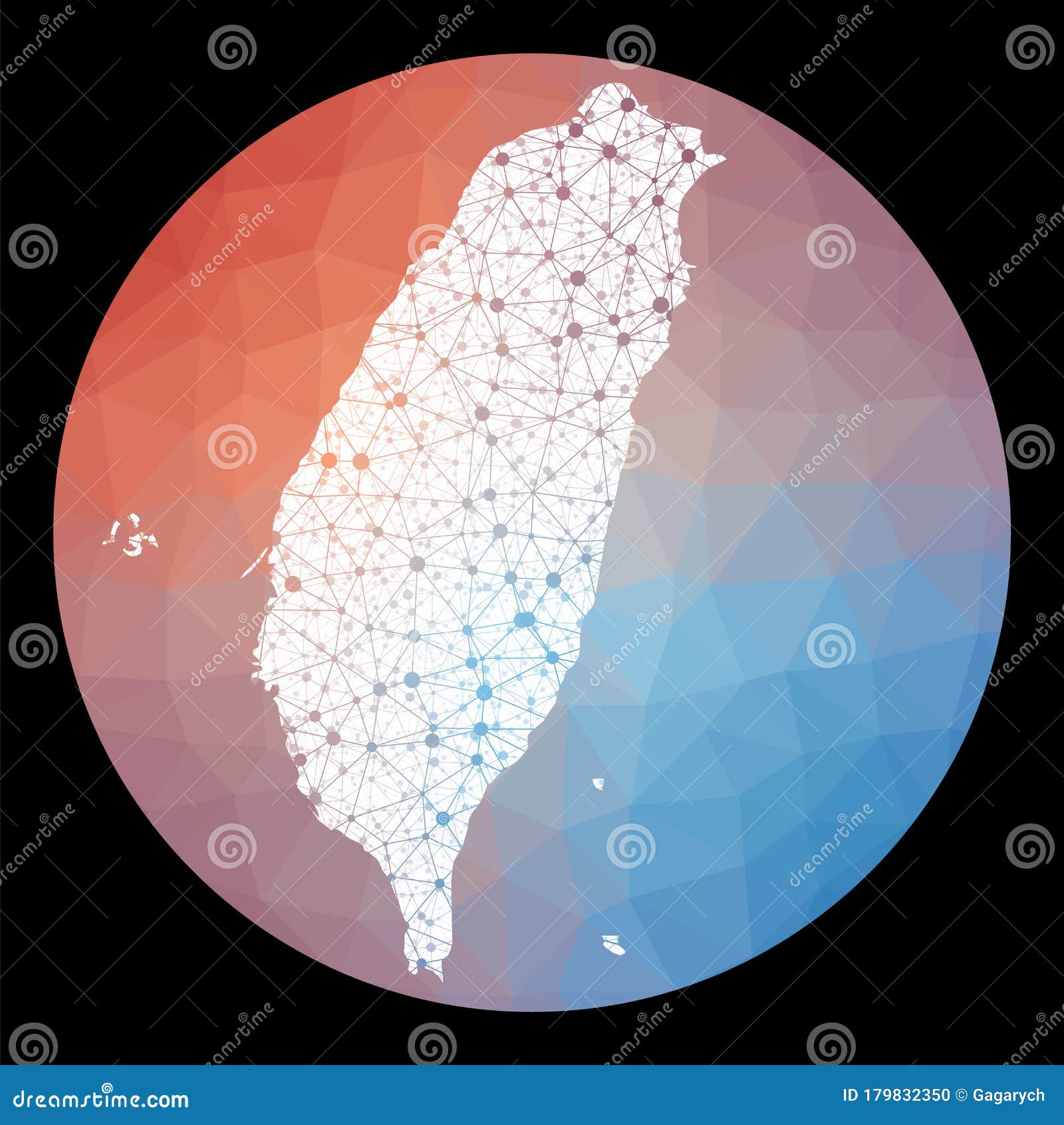 Vector network Taiwan map. stock vector. Illustration of abstract - 179832350