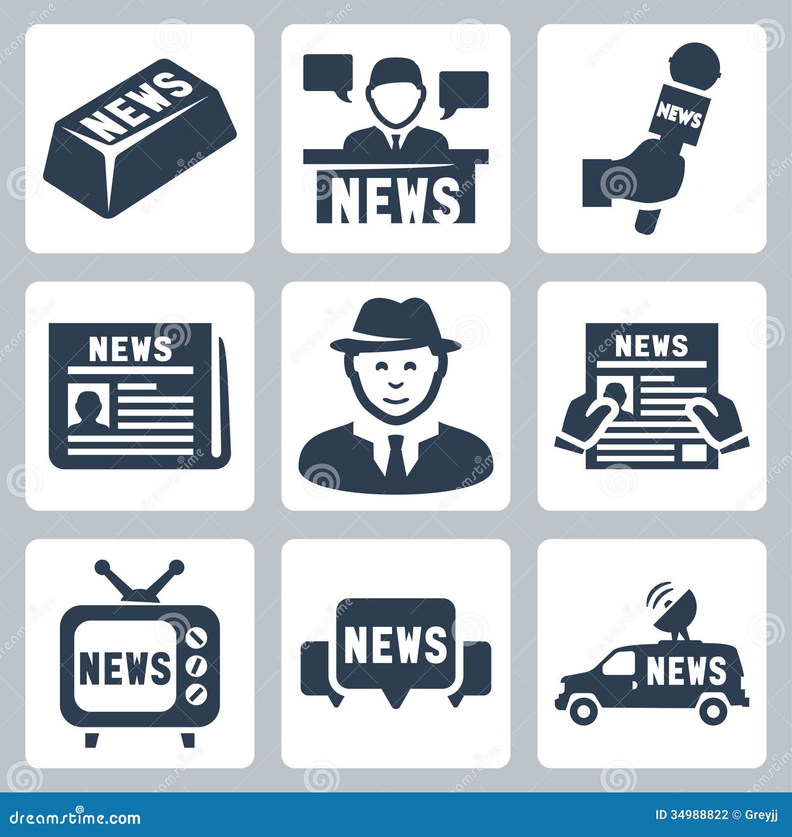  news and journalism icons set