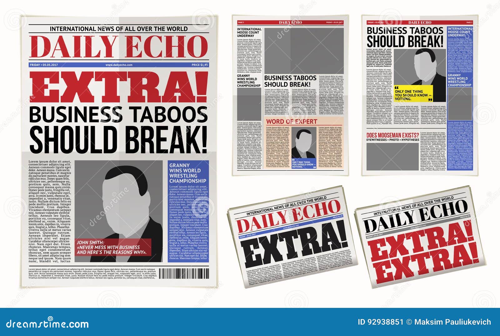  daily newspaper template, tabloid, layout posting reportage