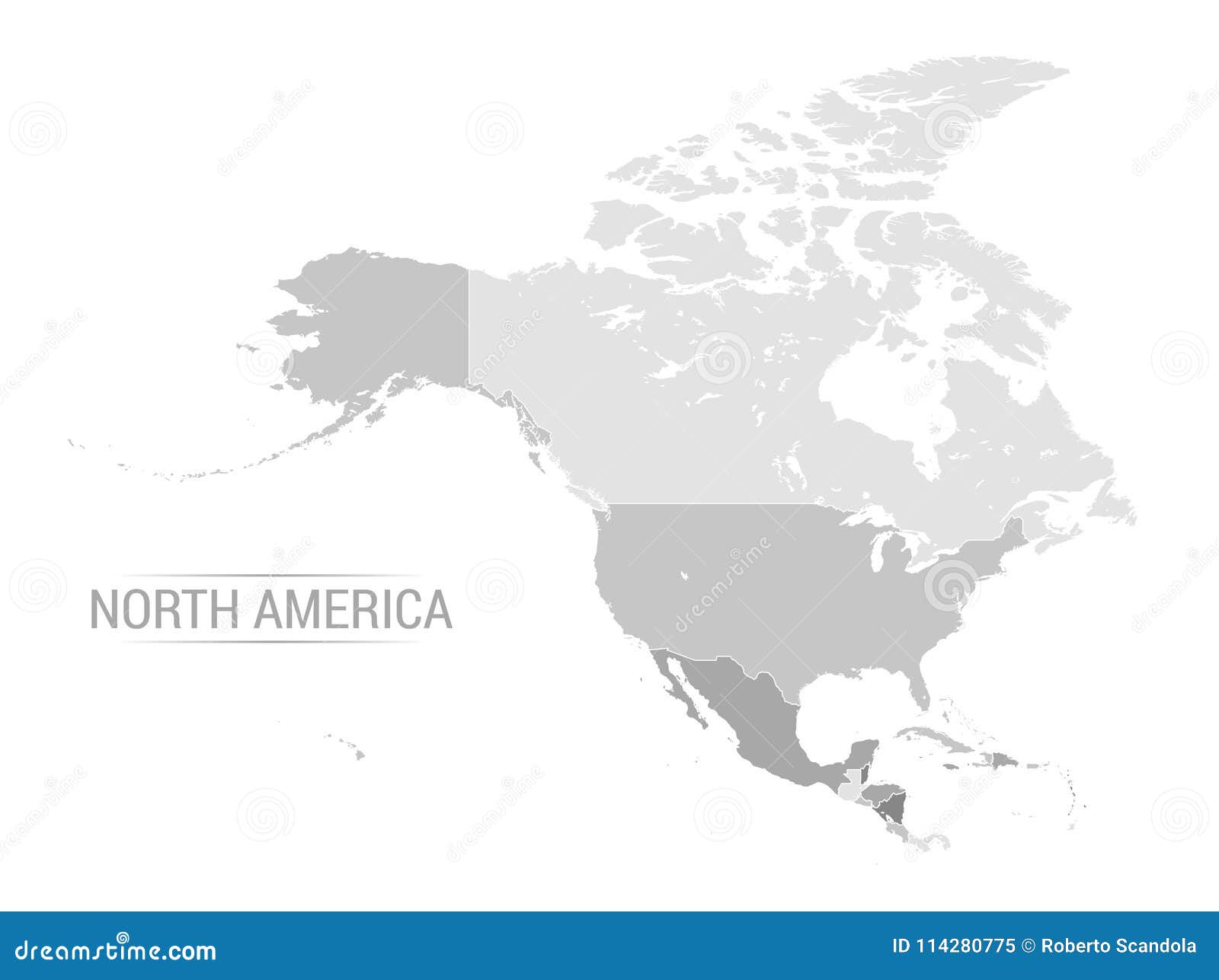  north america grey map