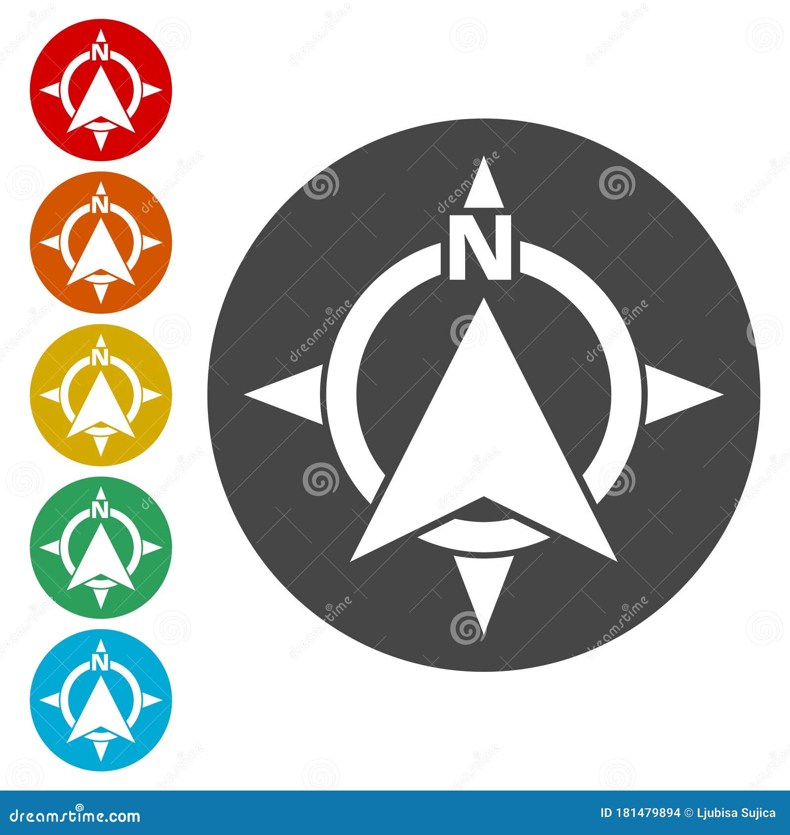 Vector North Direction Compass Icon Stock Vector - Illustration of gray