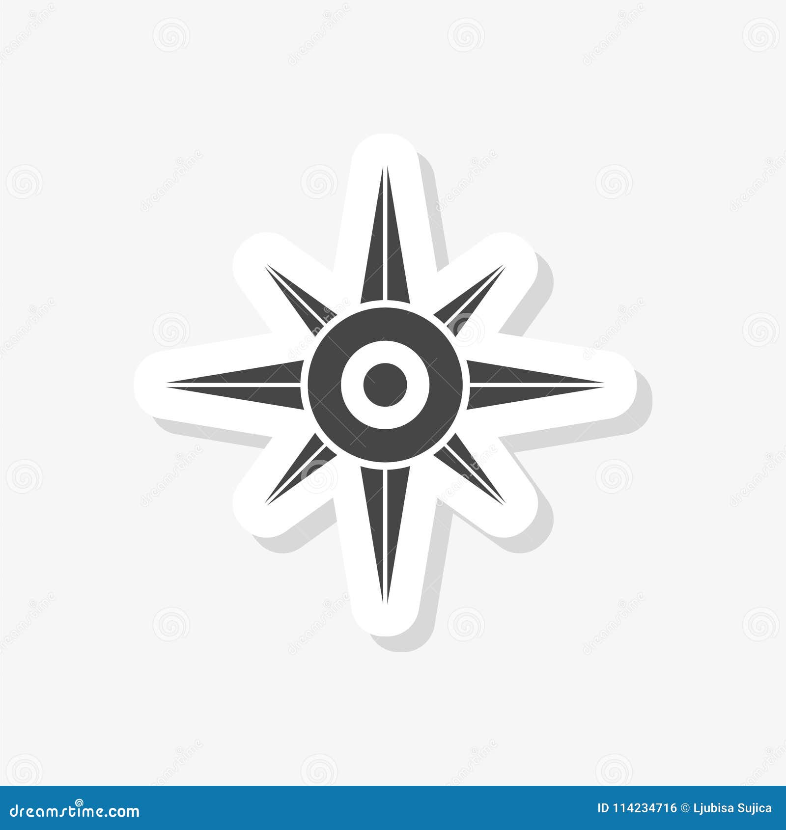 Vector North Direction Compass Sticker Simple Vector Icon Stock