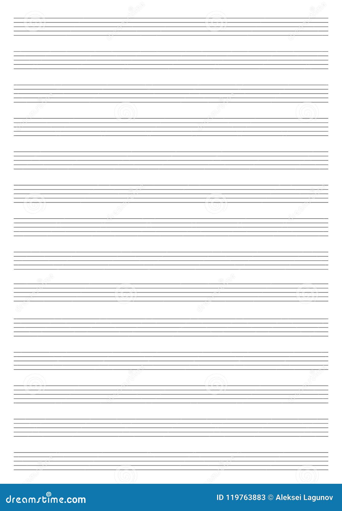 Vector Note Sheet, Musical Staff A4 Format. Stock Vector Illustration Vector Note Sheet, Musical Staff A4 Format. Stock Vector Illustration