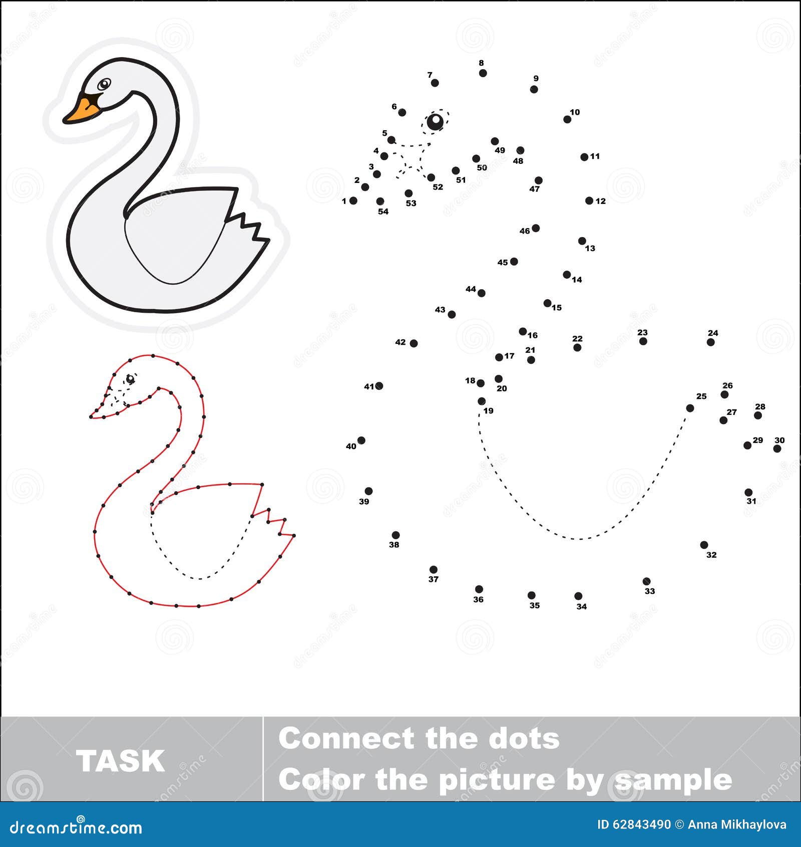 Vector Numbers Game Swan To Be Traced Stock Vector Image: 62843490 Vector Numbers Game Swan To Be Traced Stock Vector Image: 62843490