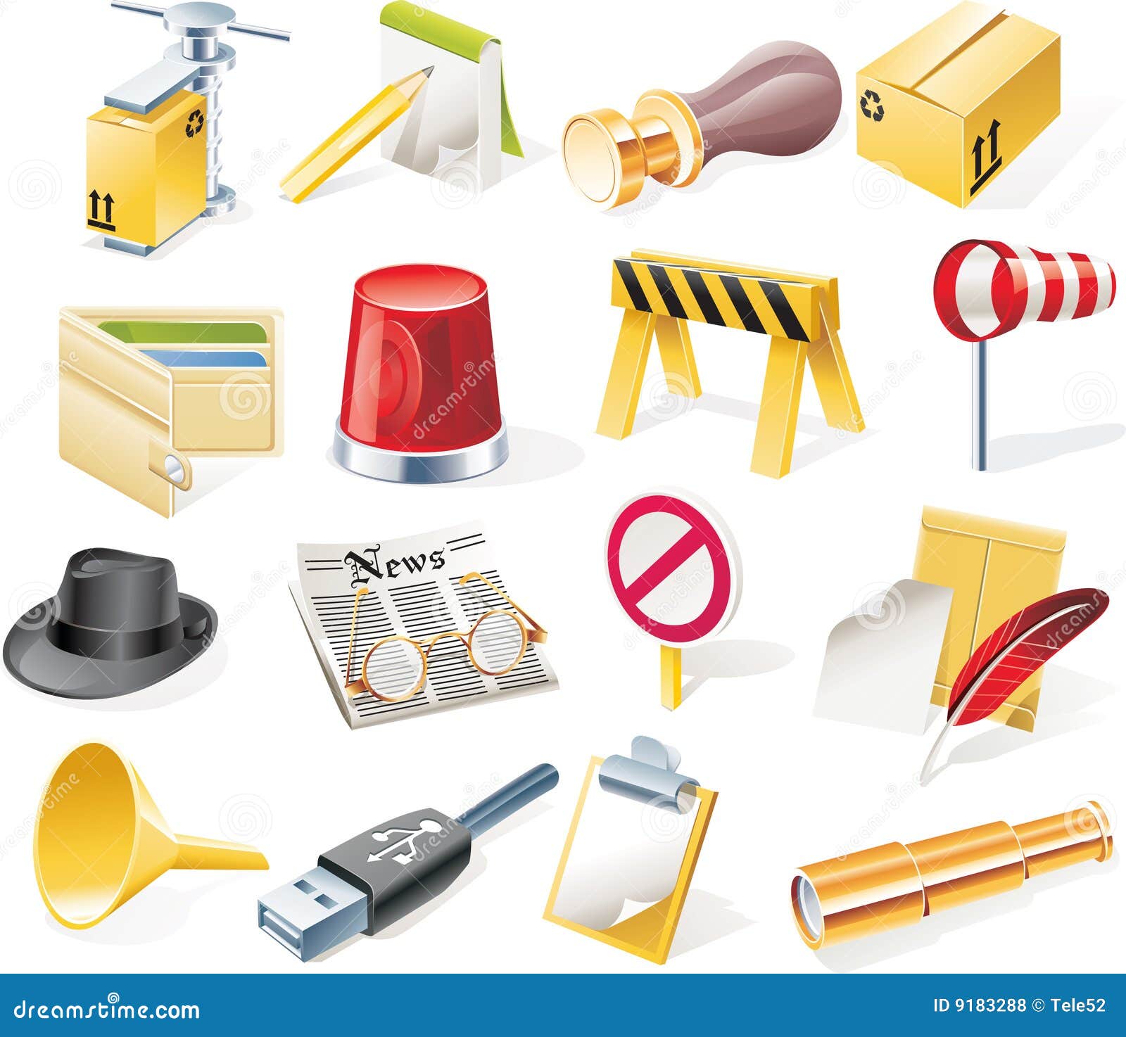 Vector Objects Icons Set. Part 12 Stock Vector Illustration of