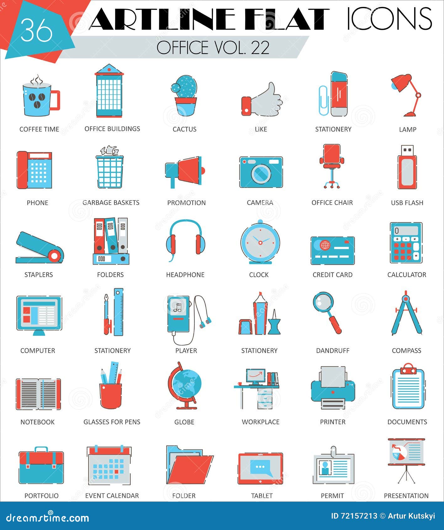 Vector Office Ultra Modern Outline Artline Flat Line Icons for  and