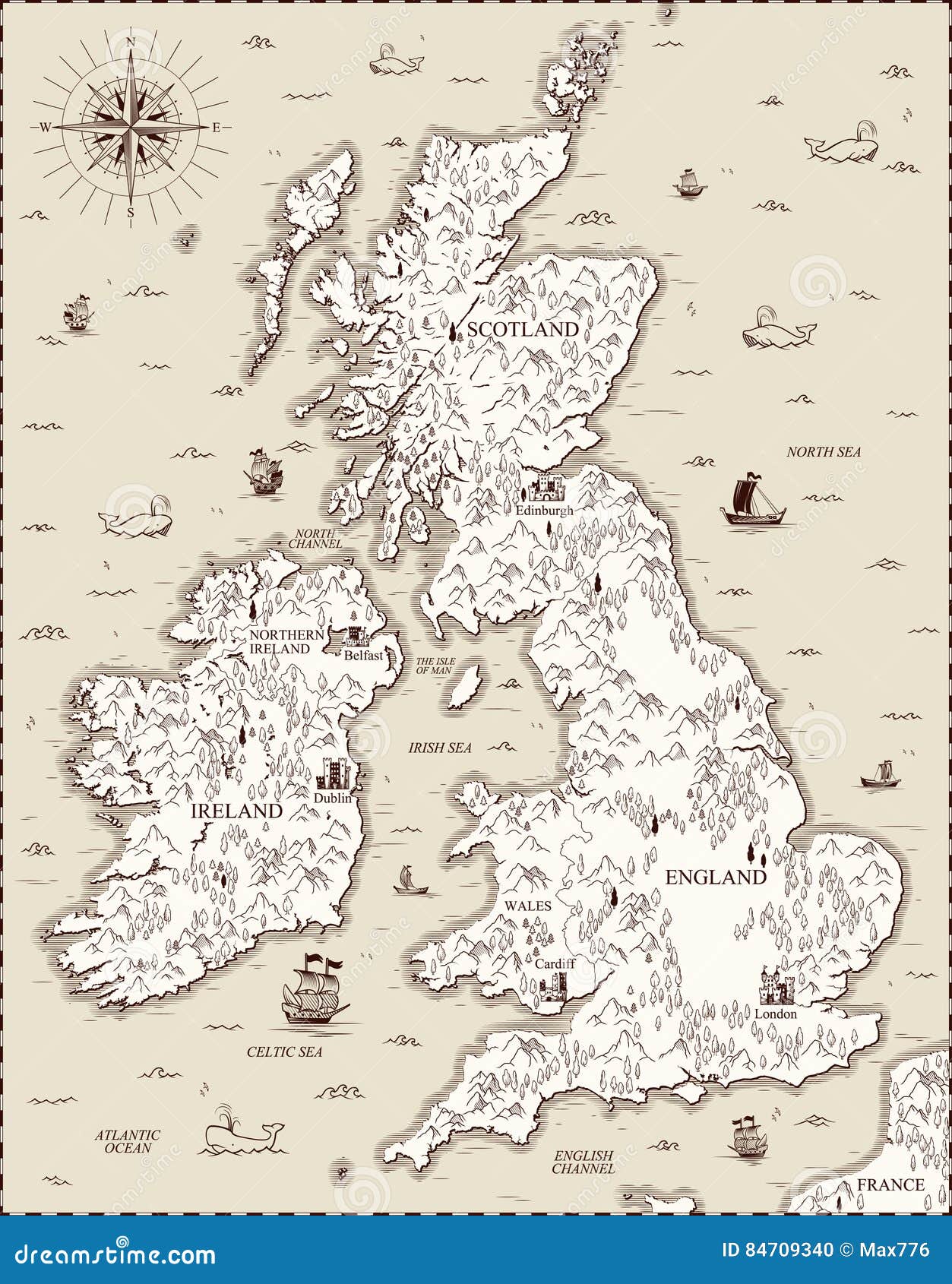  old map, great britain