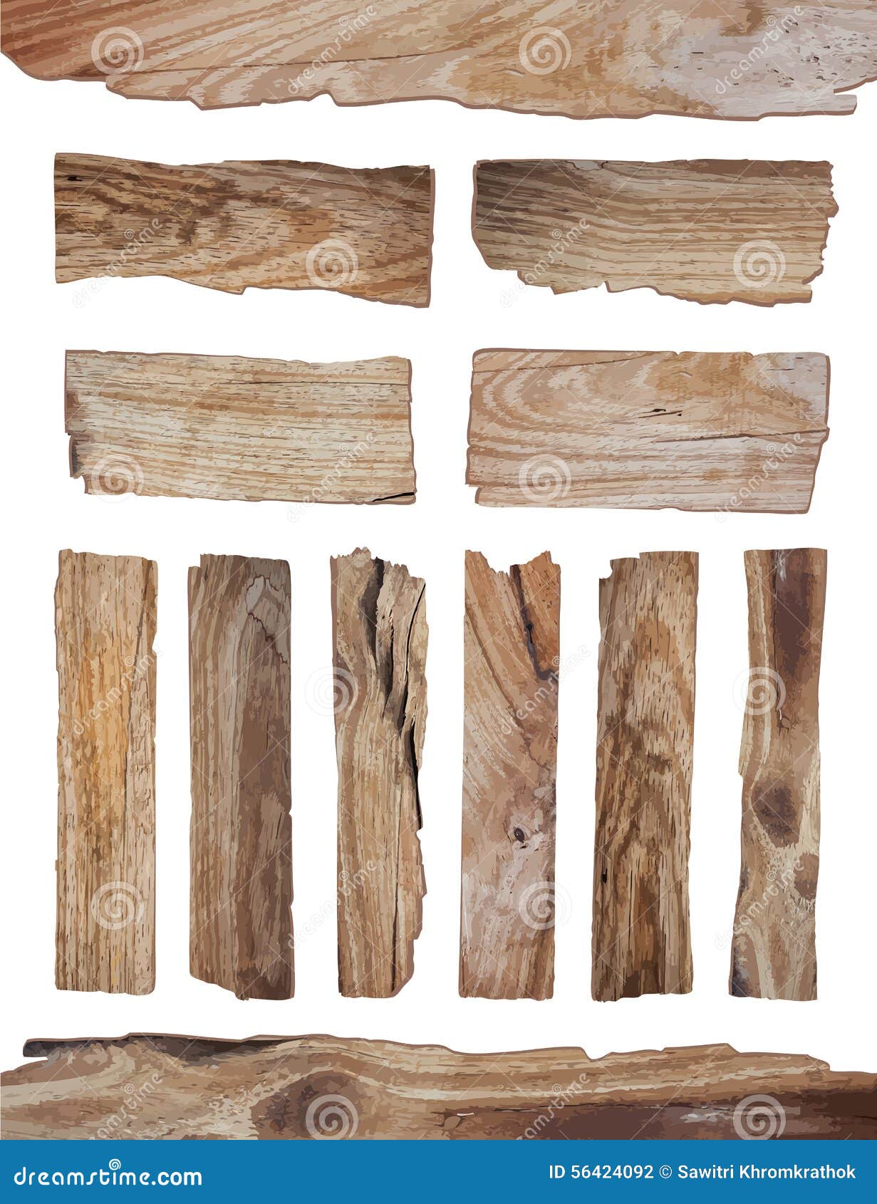  old wood plank on white background