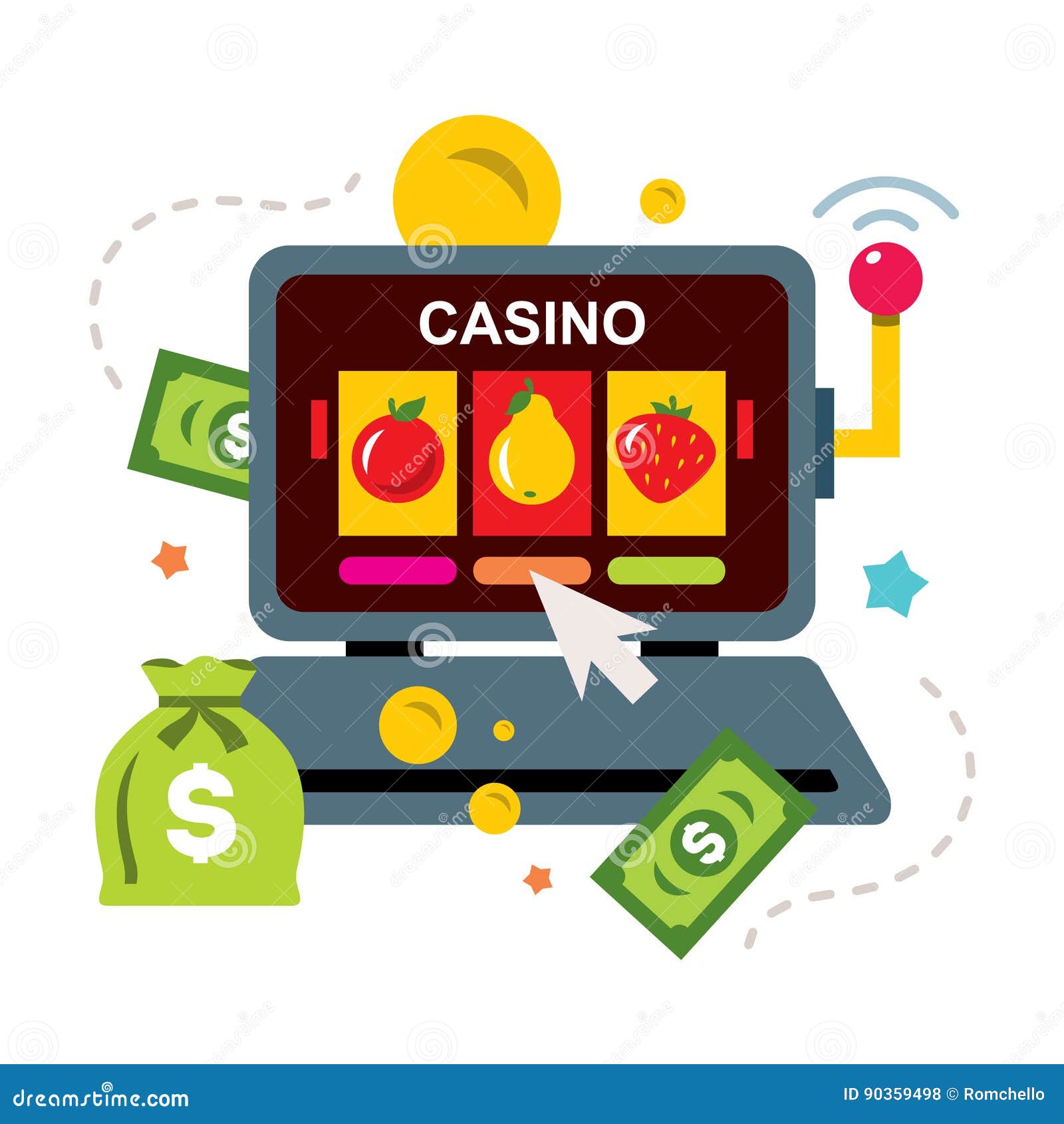 Free Vector  Gamble online casino video game console play flat