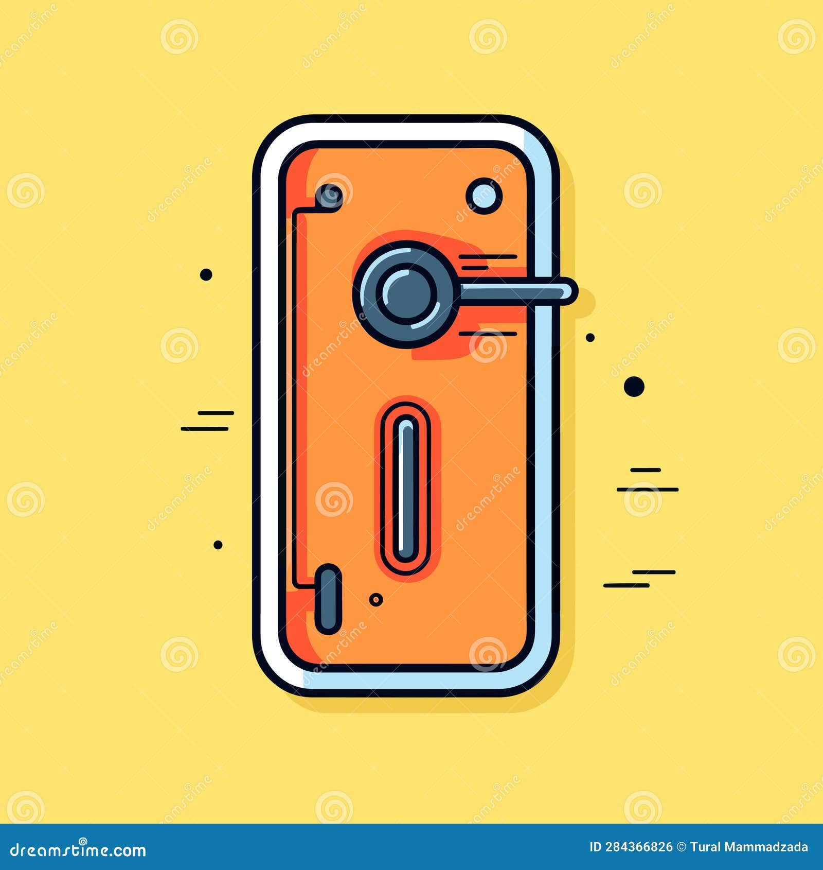 Vector of an Orange Door with a Handle Stock Vector Illustration of