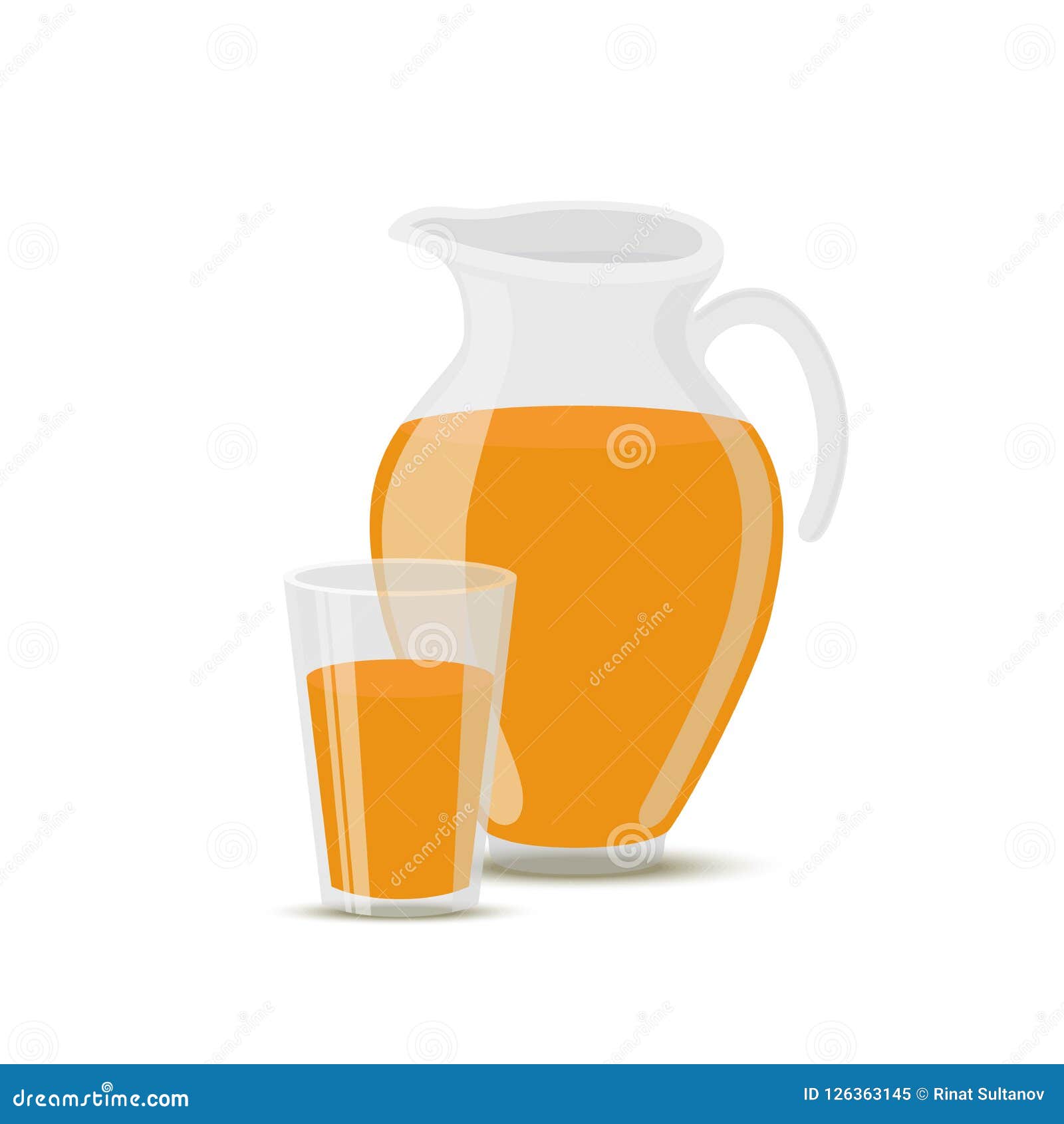 Sticker pitcher orange juice on white Royalty Free Vector