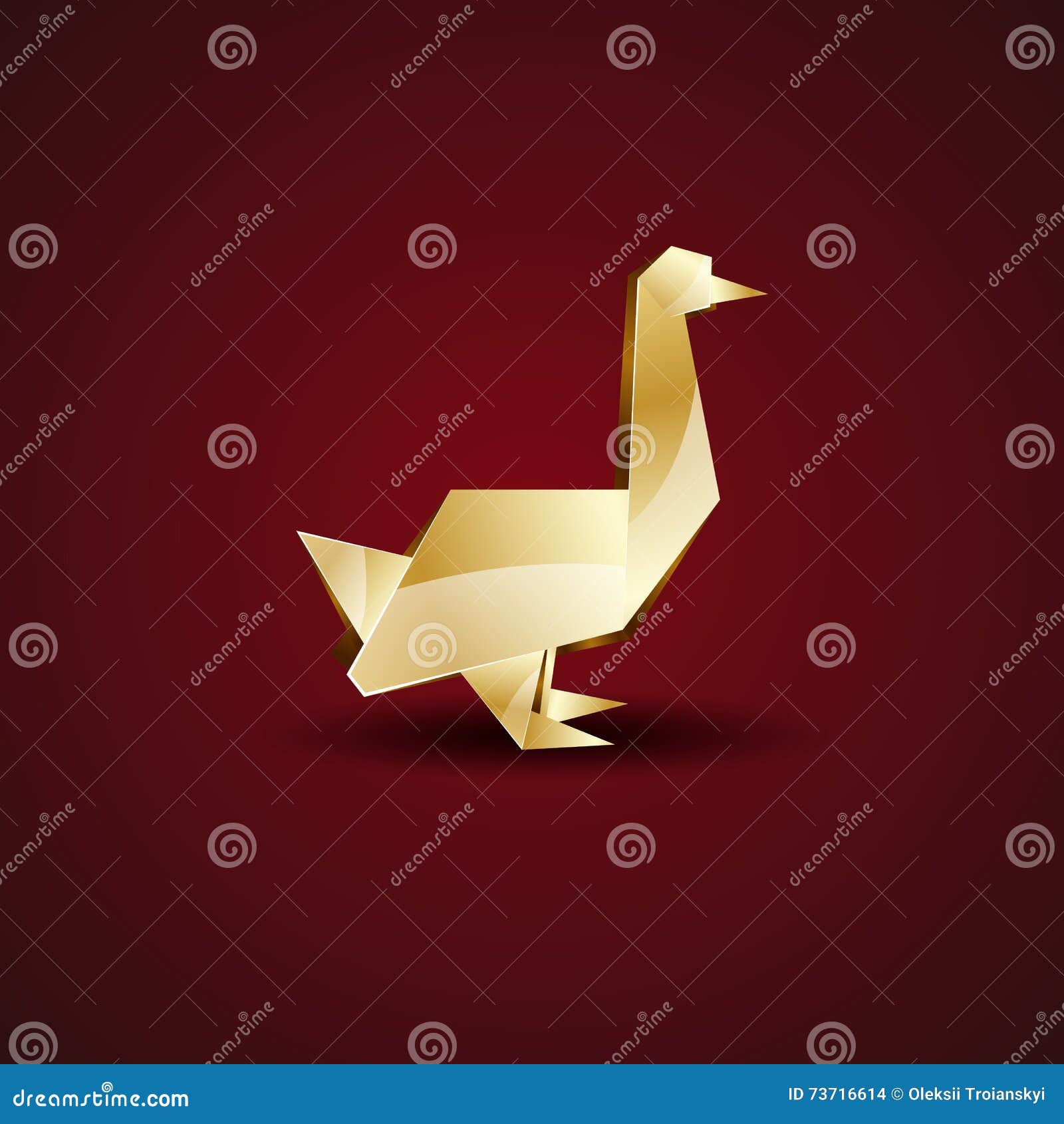 Vector Origami Golden Goose. Stock Vector - of golden, bird: 73716614