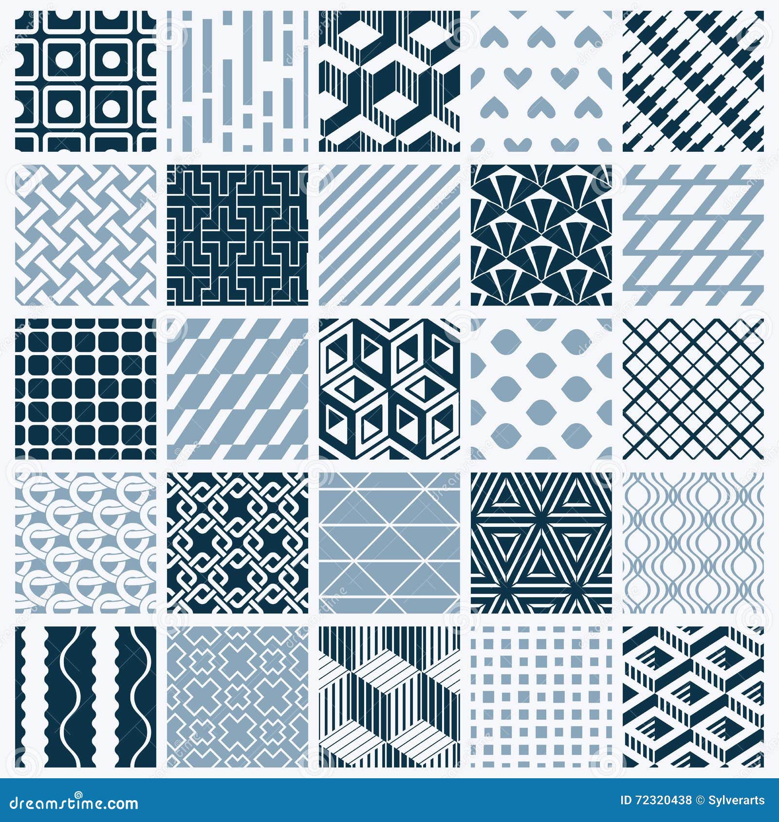Vector Ornamental Black and White Seamless Backdrops Set, Geometric