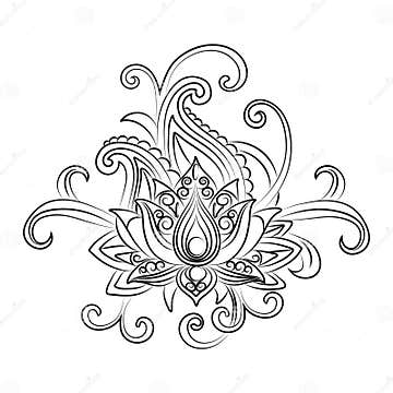 Vector Ornamental Lotus, Ethnic Zentangled Henna Tattoo Stock Vector ...