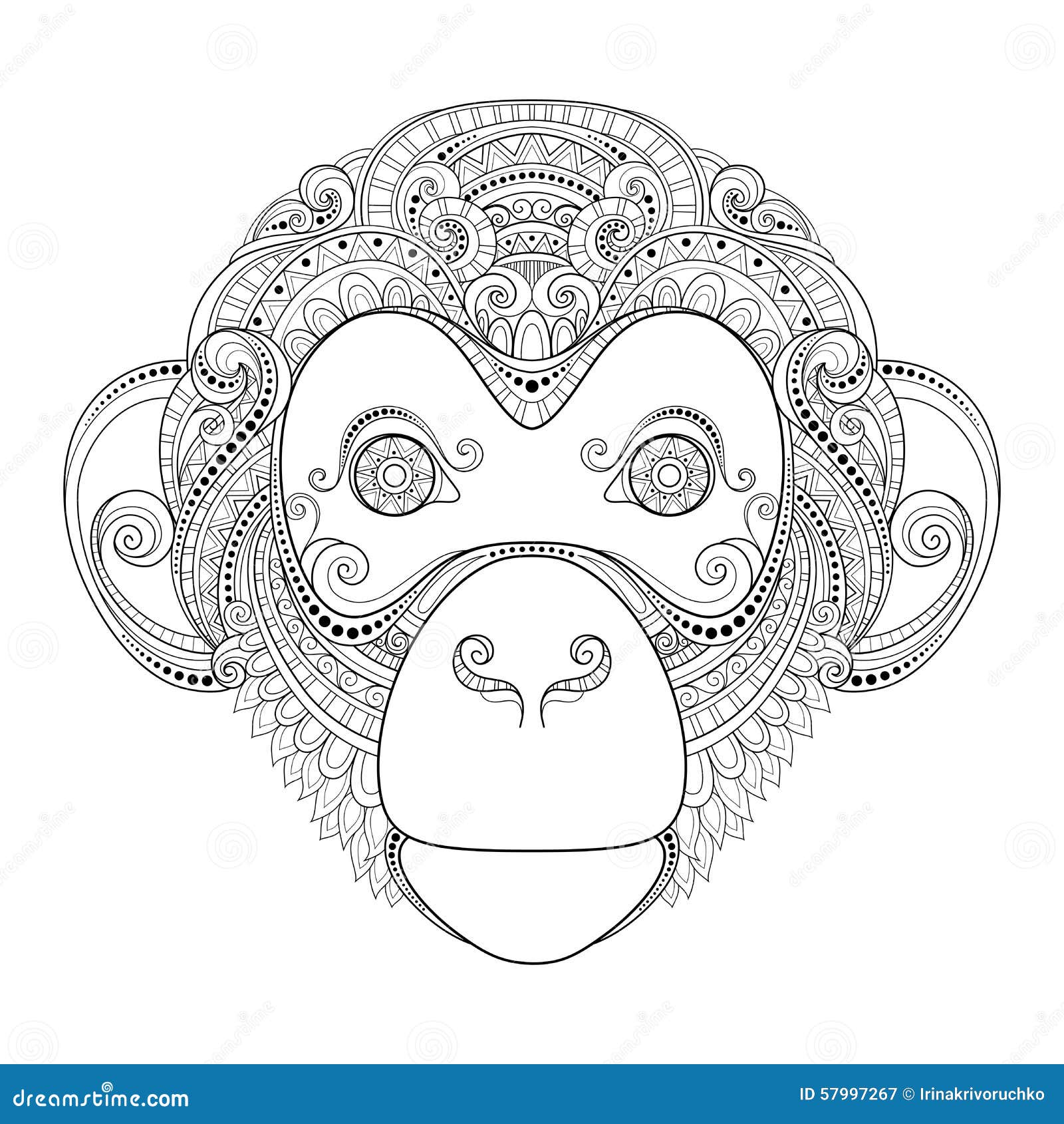 Download Vector Ornate Monkey Head stock vector. Illustration of ...