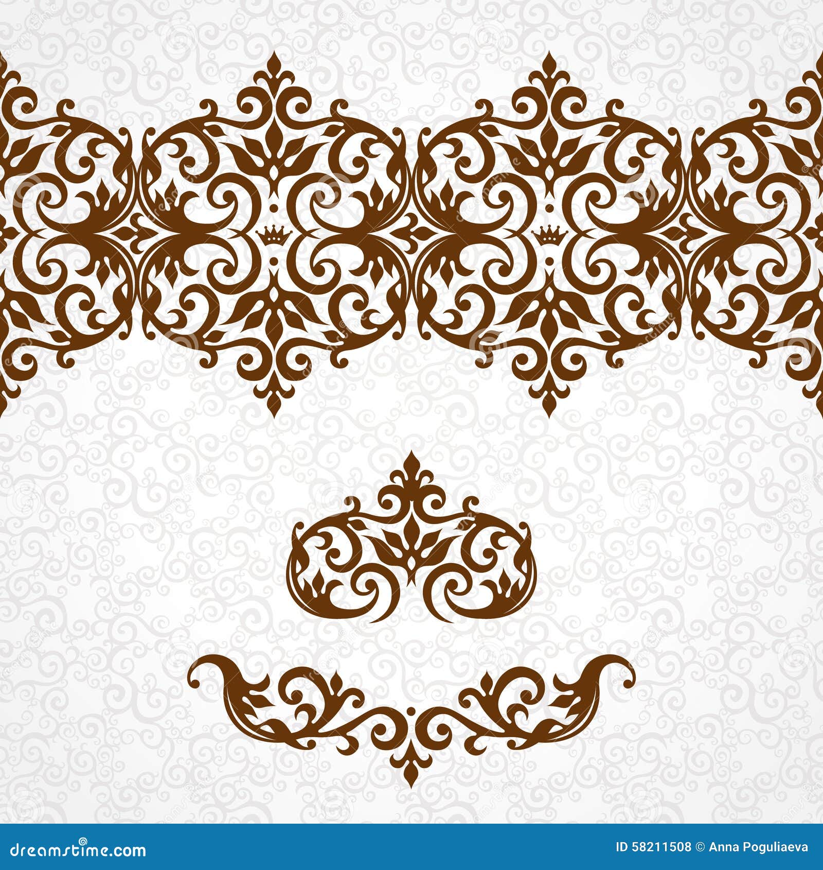 Vector Ornate Seamless Border in Victorian Style. Stock Vector ...