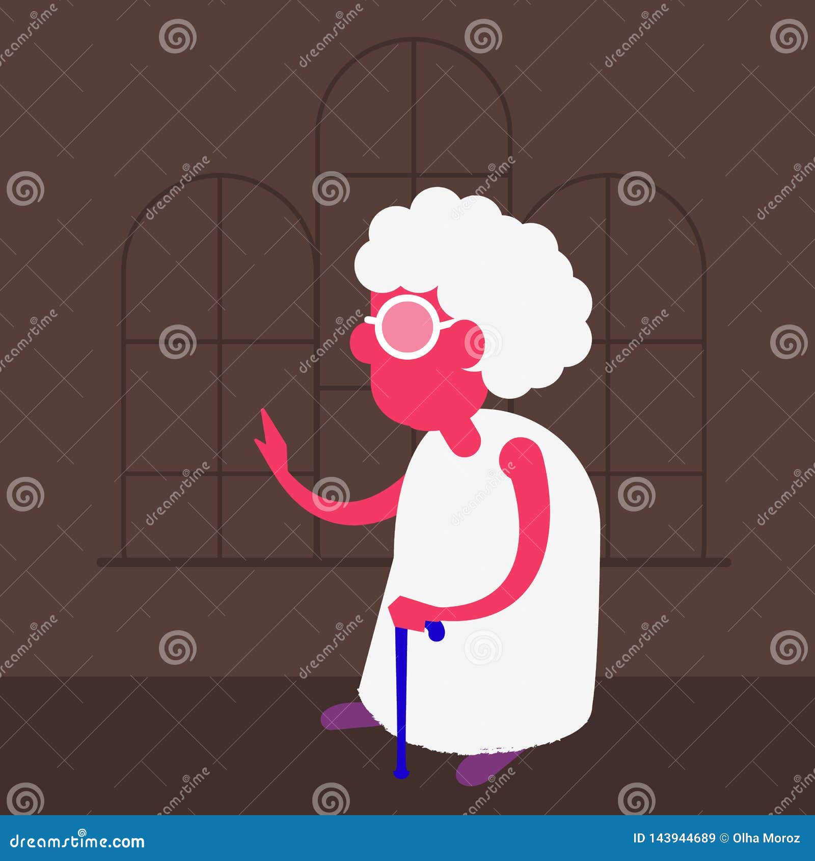 Vector oude vrouw Illustratie van een zeer oude mens Voor sociale reclame, het ontwerp van de verpleeghuisplaats