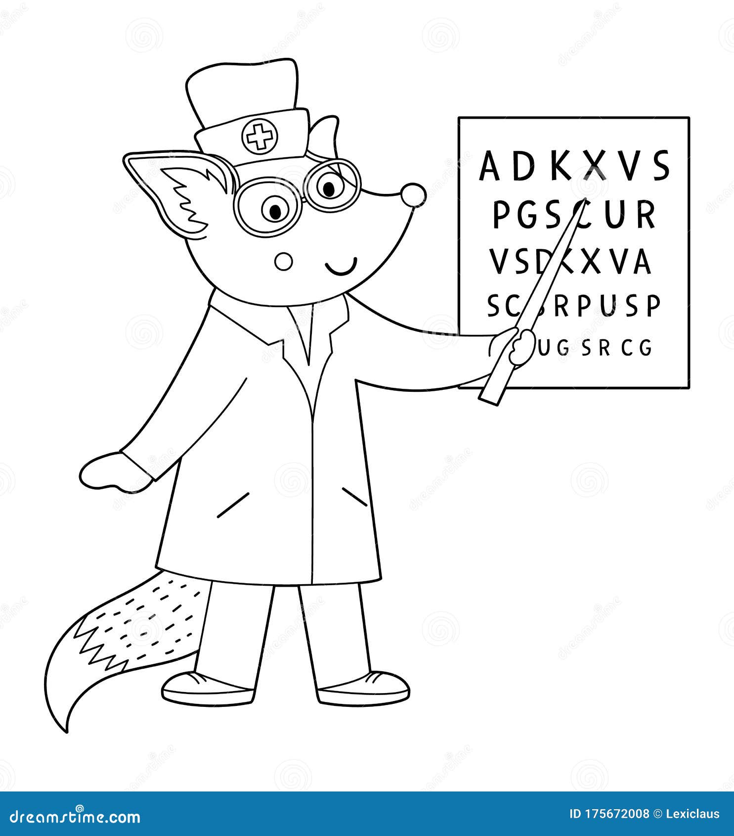 Download Vector Outline Animal Doctor. Cute Funny Fox Character ...