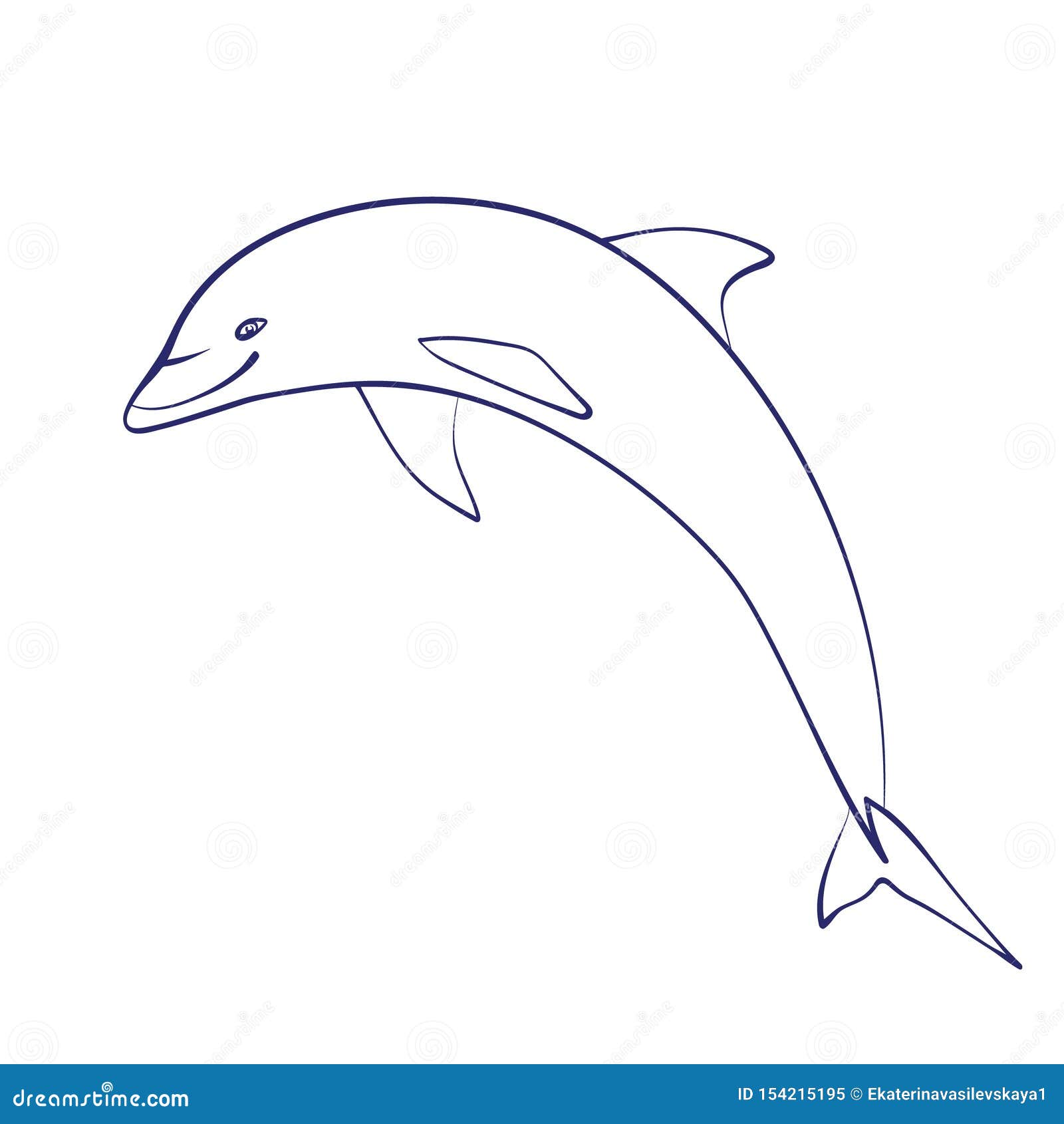 Vector Outline Cartoon Sea Dolphin. Graphic Underwater Animal Illustration Isolated on White Background for Coloring Book Stock Vector - Illustration of page, kids: 154215195 Vector Outline Cartoon Sea Dolphin. Graphic Underwater Animal Illustration Isolated on White Background for Coloring Book Stock Vector - Illustration of page, kids: 154215195