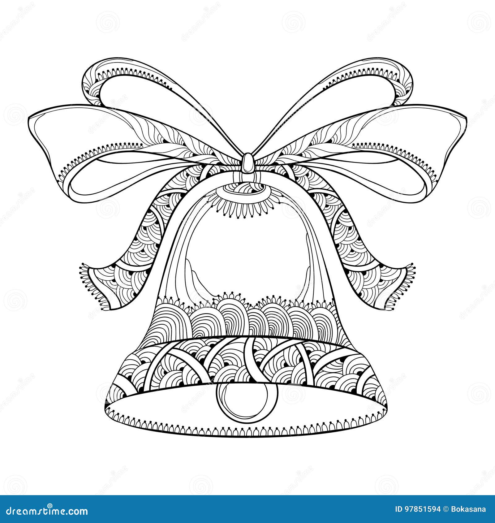 Christmas bell line art drawing traditional Vector Image