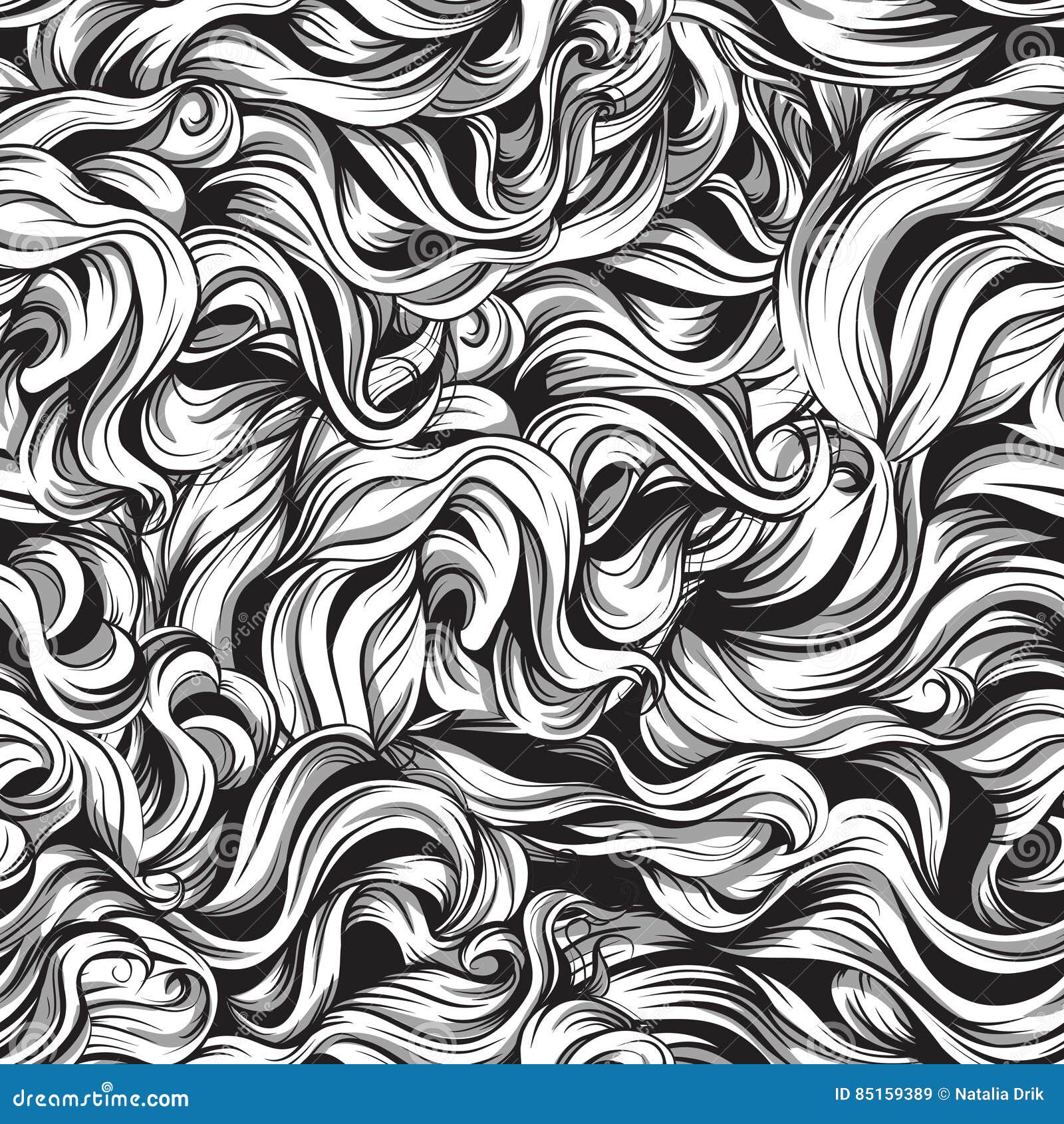 Vector Outline of Ink Graphics Twisted Locks Hair Stock Vector