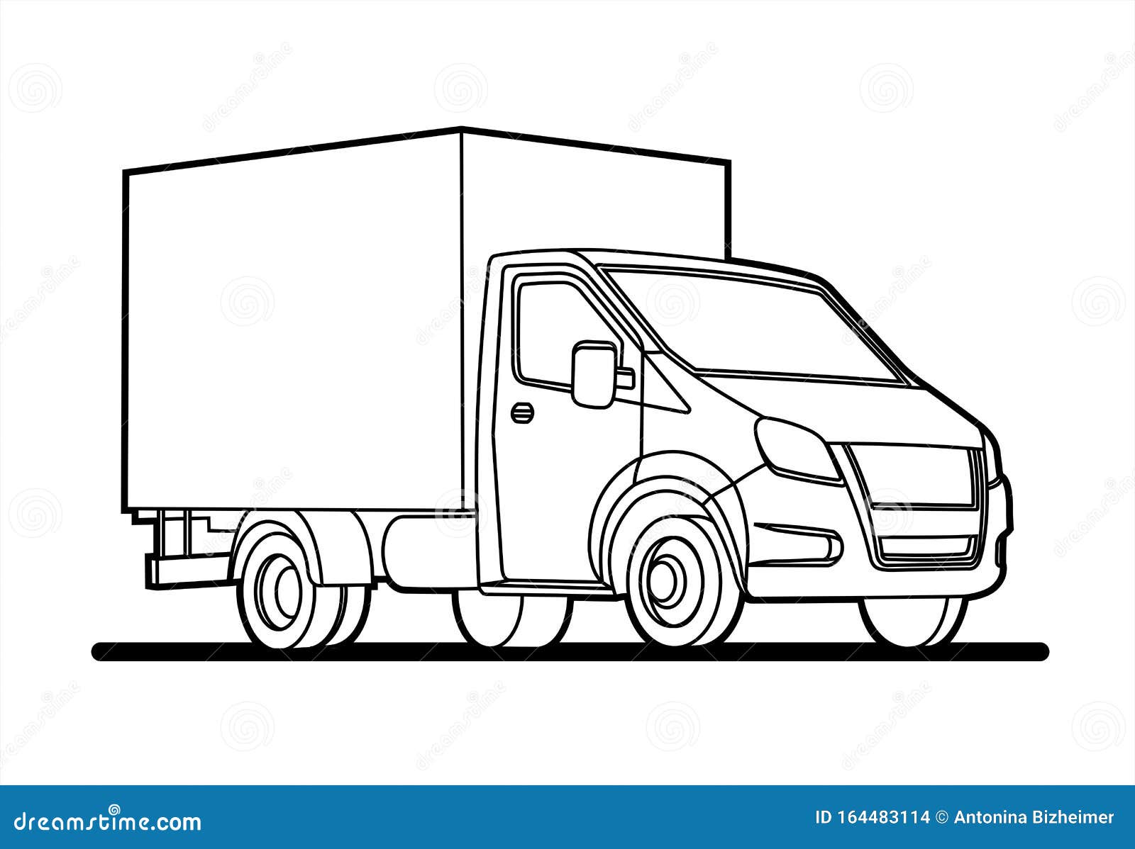 Vector Outline Lorry; Isolated on a White Background; Three Quarter Vector Outline Lorry; Isolated on a White Background; Three Quarter