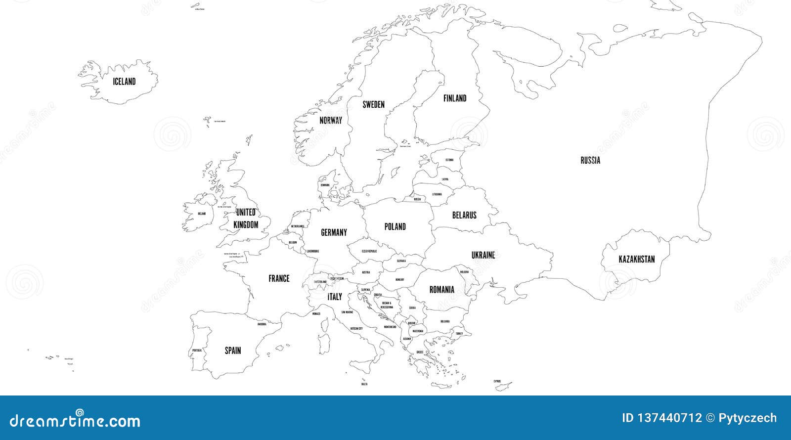 europe map black and white outline