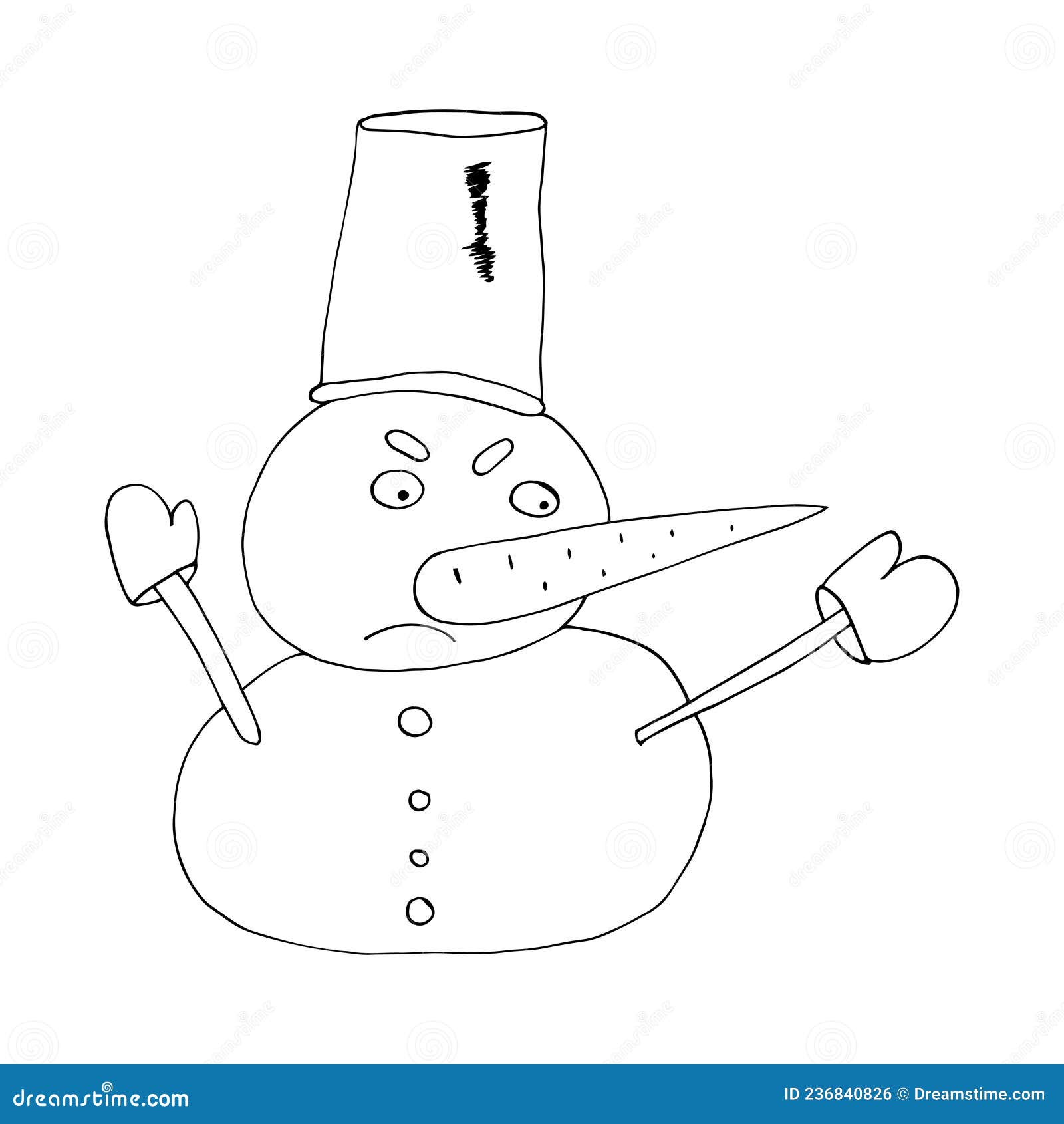 Vector Outline of a Snowman Stock Vector - Illustration of outline ...