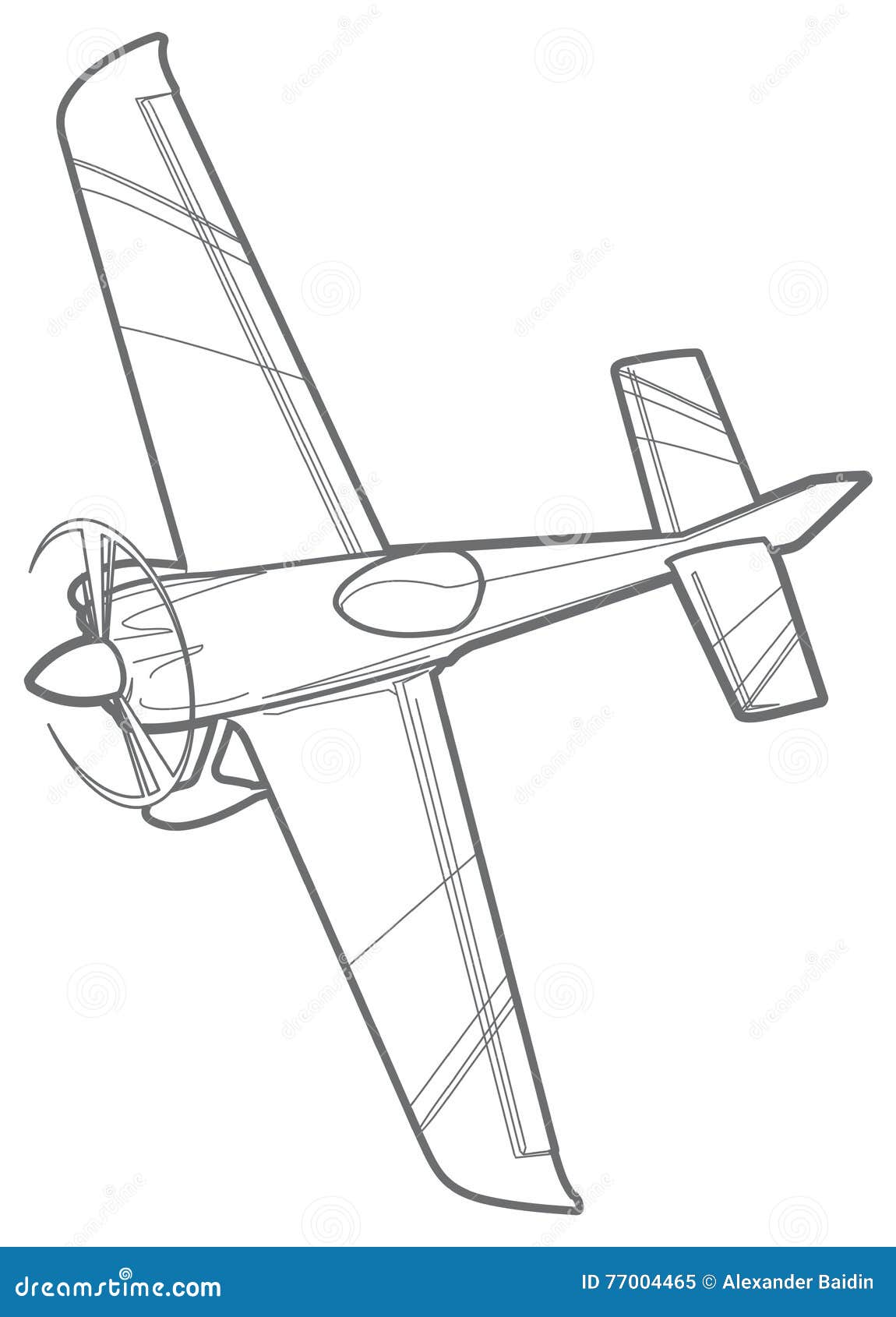 Vector Outline Sport Plane. Stock Vector Illustration of travel
