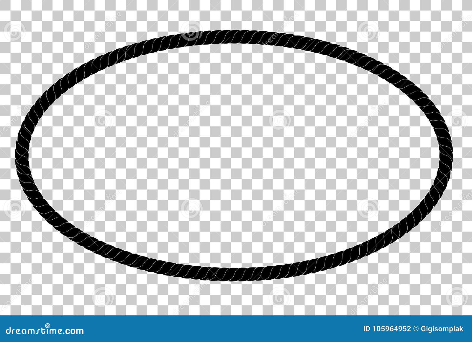Oval Frame from Black Rope for Your Element Design at Transparent