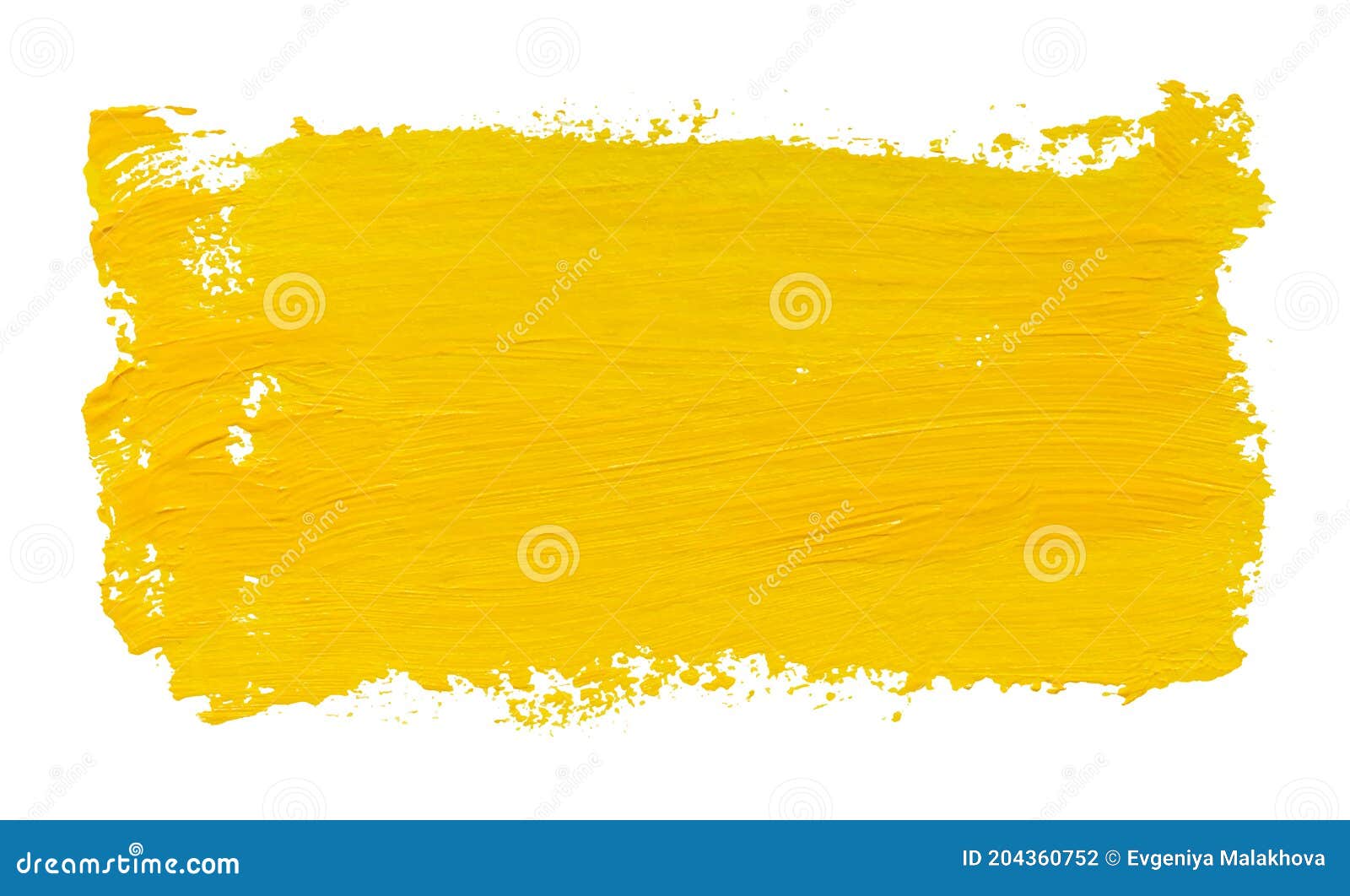 Vector Paint Brush Stroke Texture Isolated on White Yellow Acrylic