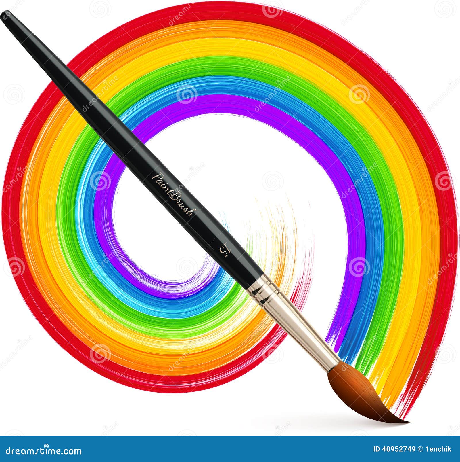 Vector Paintbrush With Acrylic Painted Rainbow Stock Vector Image 40952749
