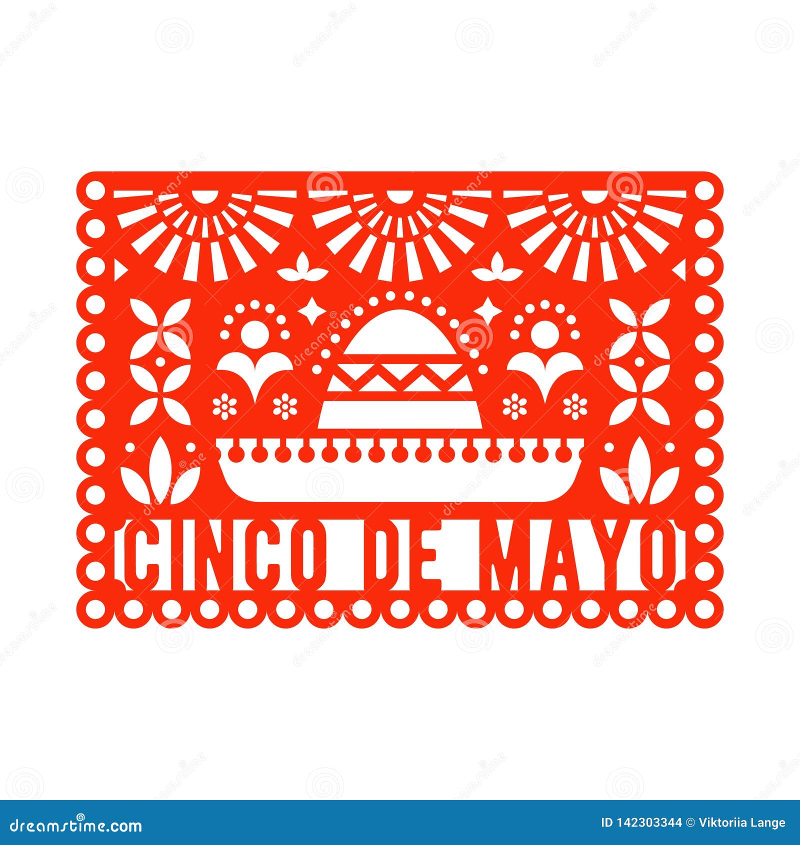  papel picado greeting card with sombrero and decorative s.