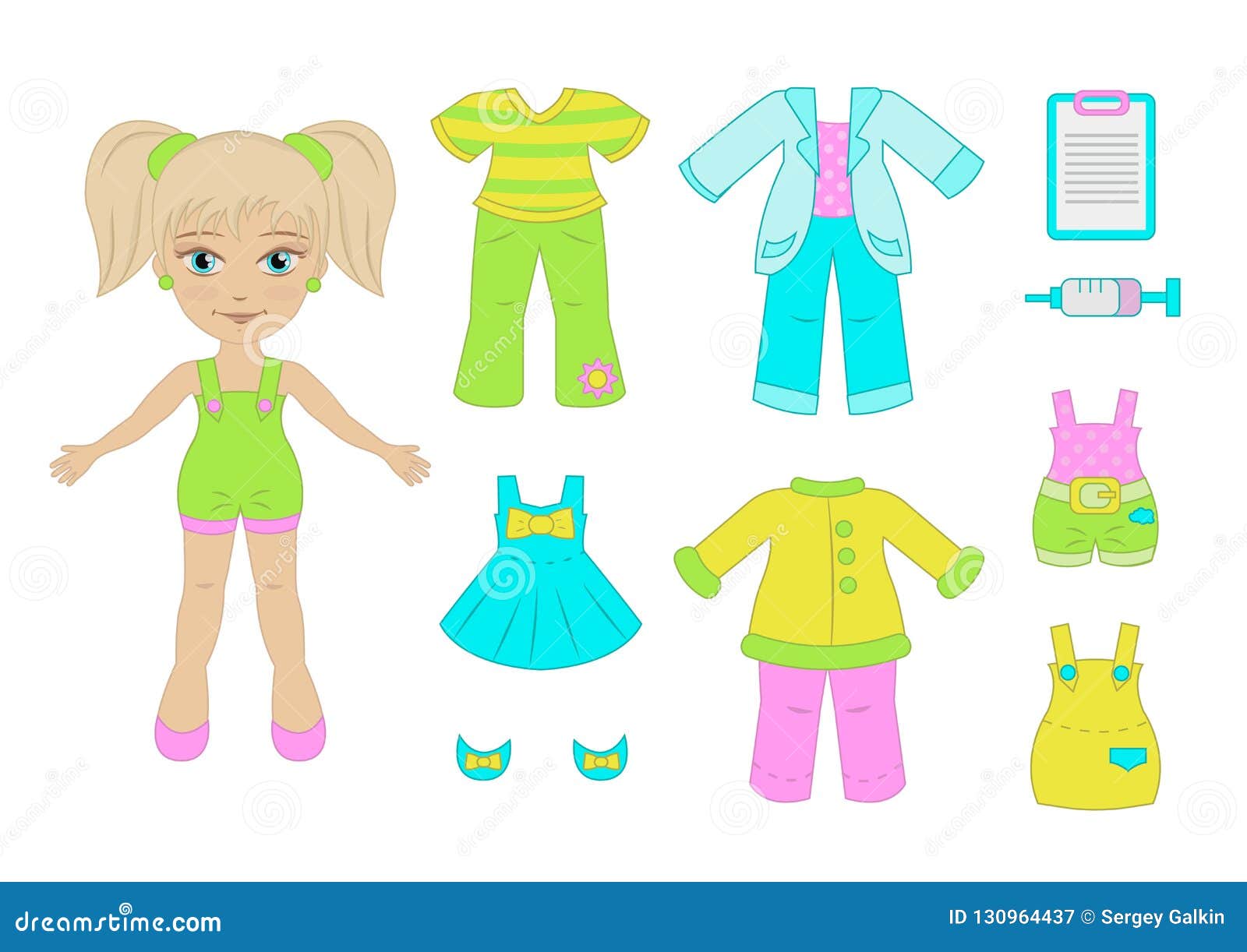 Baby Doctor and Her Outfits Stock Vector - Illustration of cute, female ...