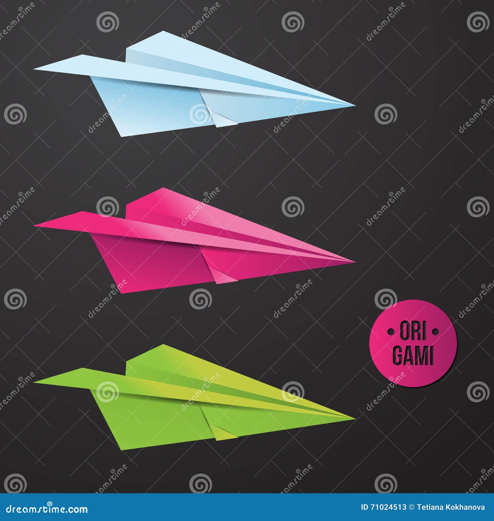 Vector Paper Origami Plane Icon. Colorful Origamy Set. Paper Design for ...