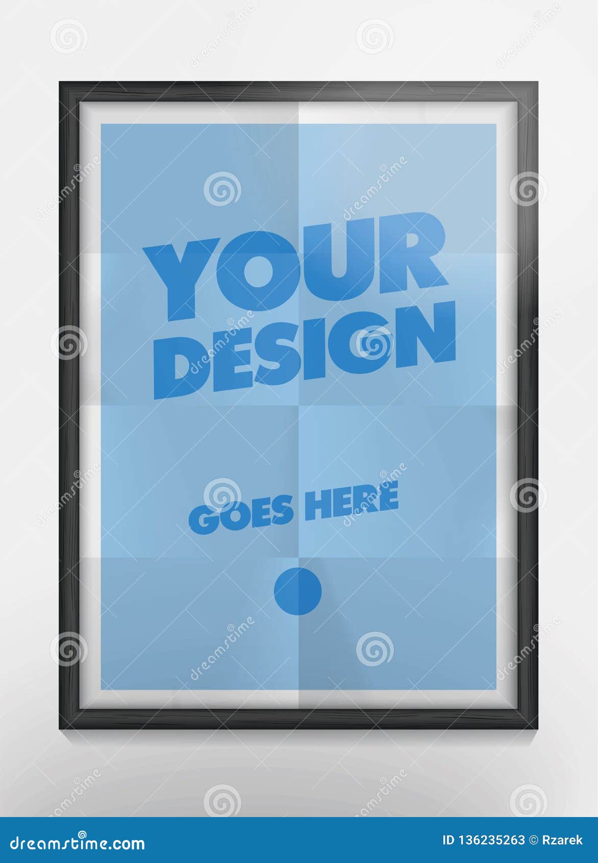  paper poster template with black wood frame. - 