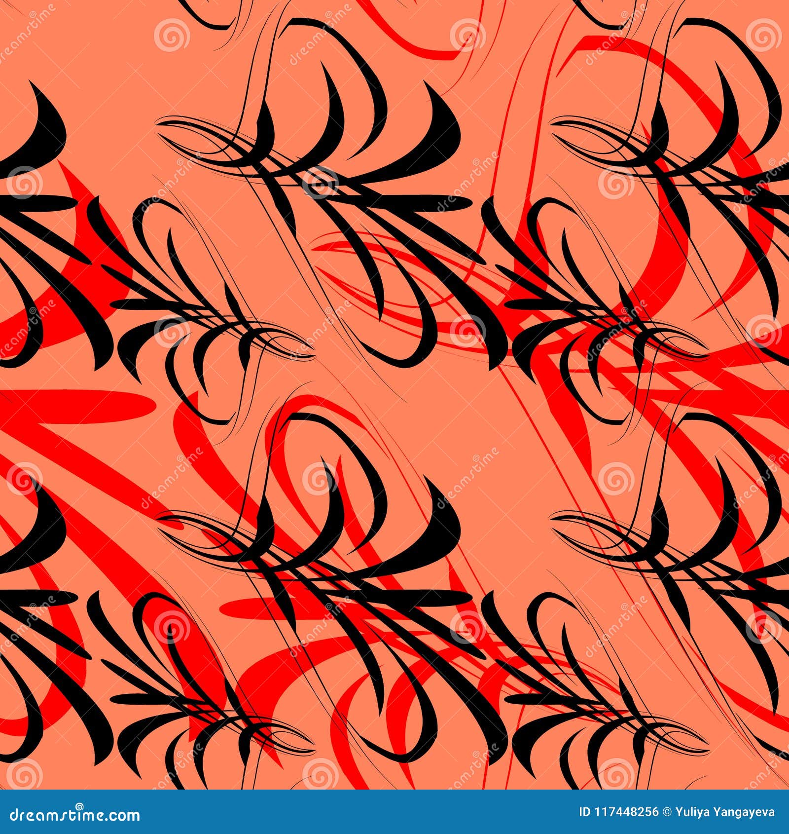 Vector Pattern Of Black And Red Lines And Hieroglyphs For Backgrounds On A Solid Background In Japanese Style Stock Vector Illustration Of Ancient Paper 117448256
