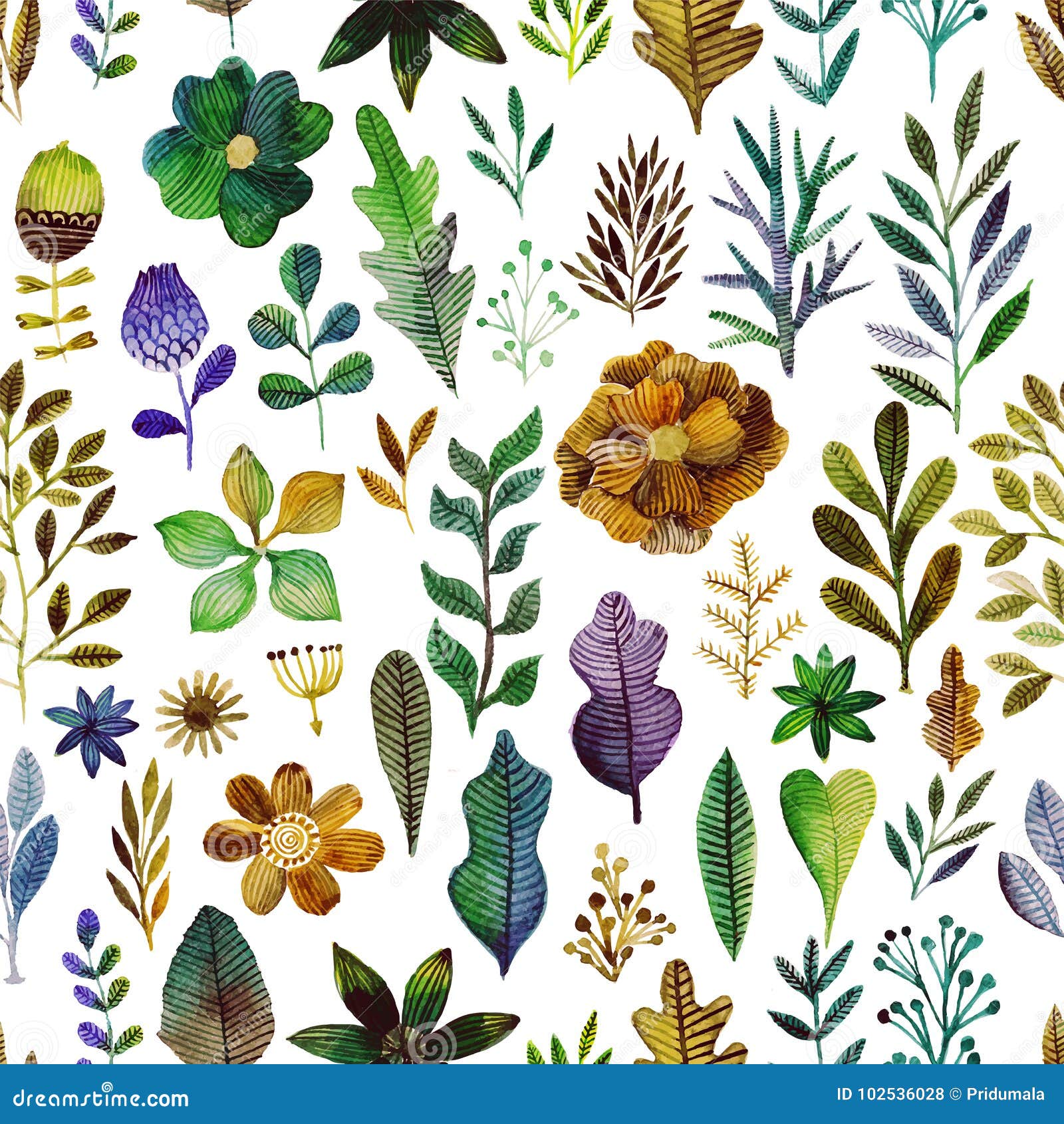 Download Vector Pattern With Flowers And Plants. Floral Decor ...