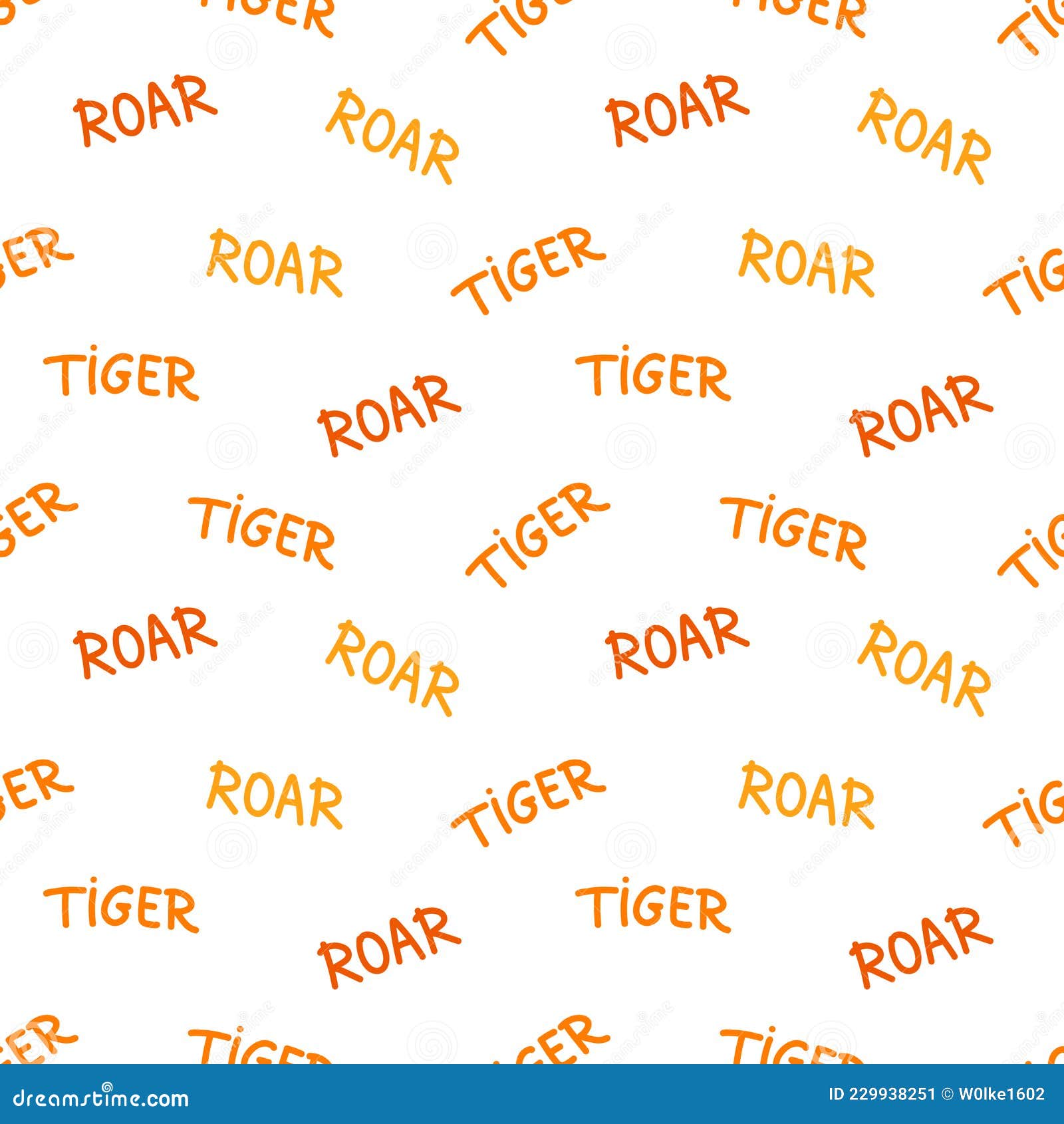 Vector Pattern With The Inscription Tiger And Roar In Cartoon Style On A White Background Stock Illustration Illustration Of Pattern Drawing