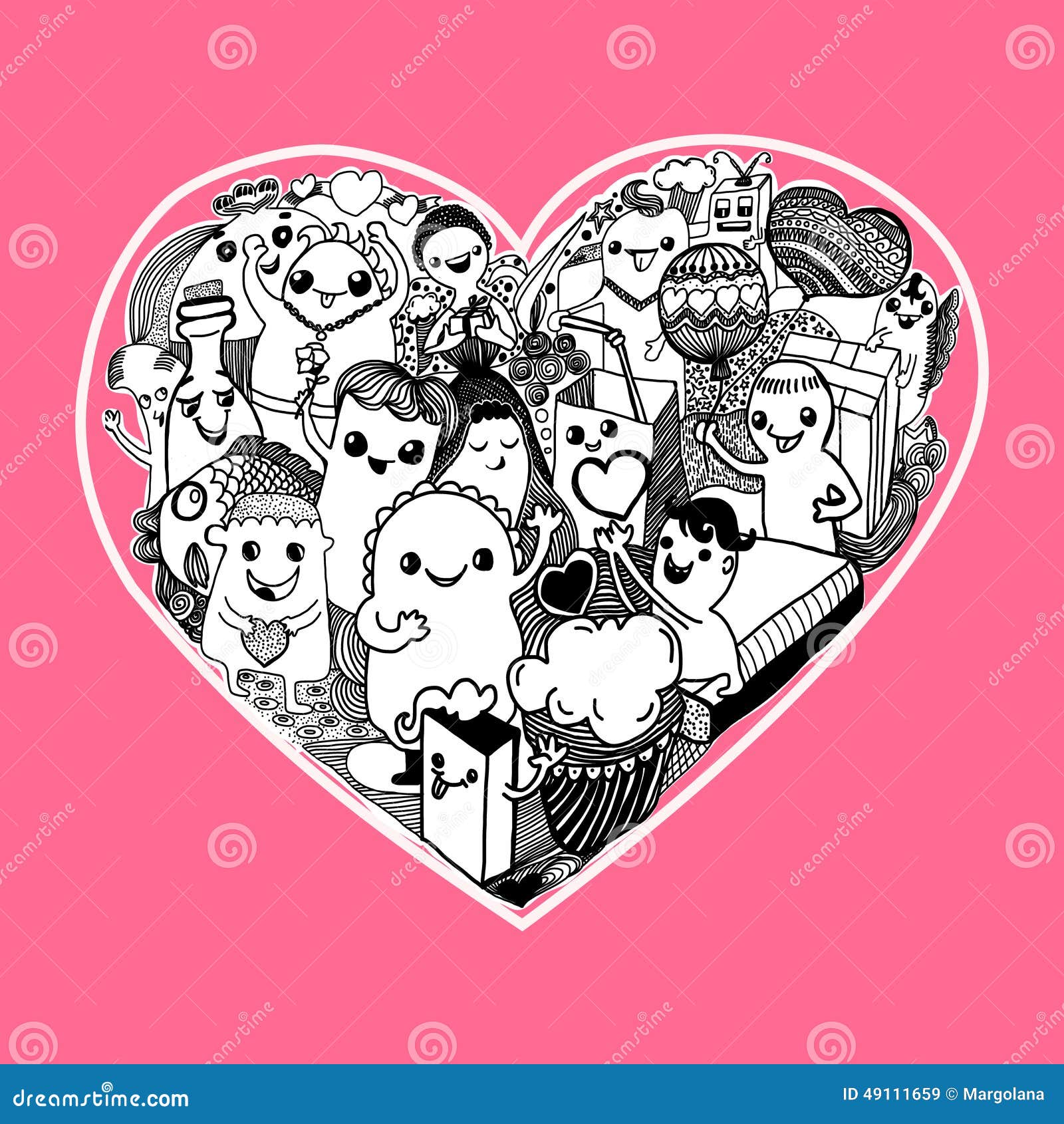 Vector Pattern Of Love With Doodle Design Elements Illustratio