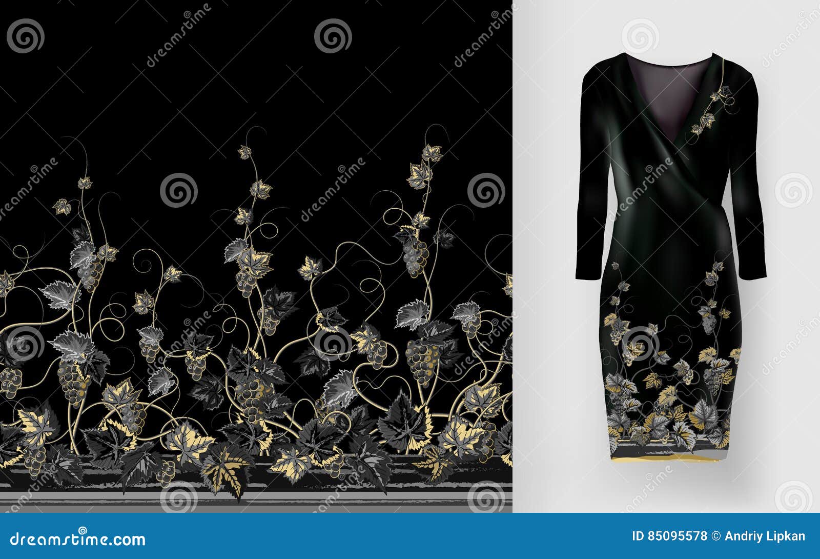 Download Vector Pattern Of Vines With Leaves And Berries On Classic ...