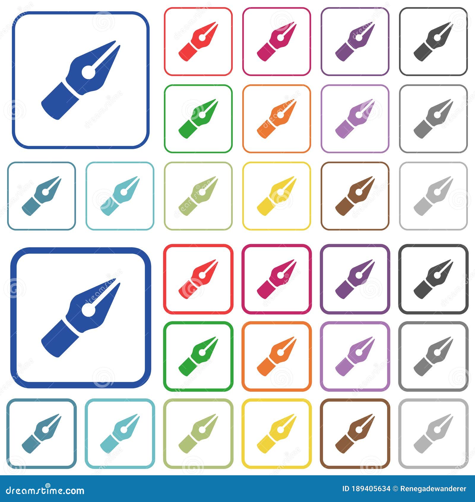  pen outlined flat color icons