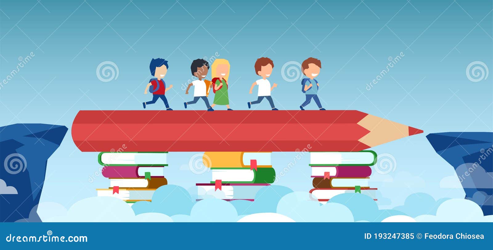  of a pencil on book stacks bridging the gap in education for children passing by