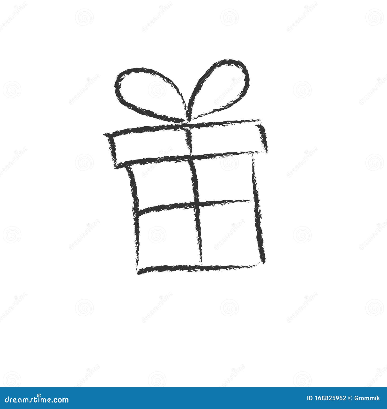 Vector Pencil Drawing Of A Gift Box In The Style Of Doodle