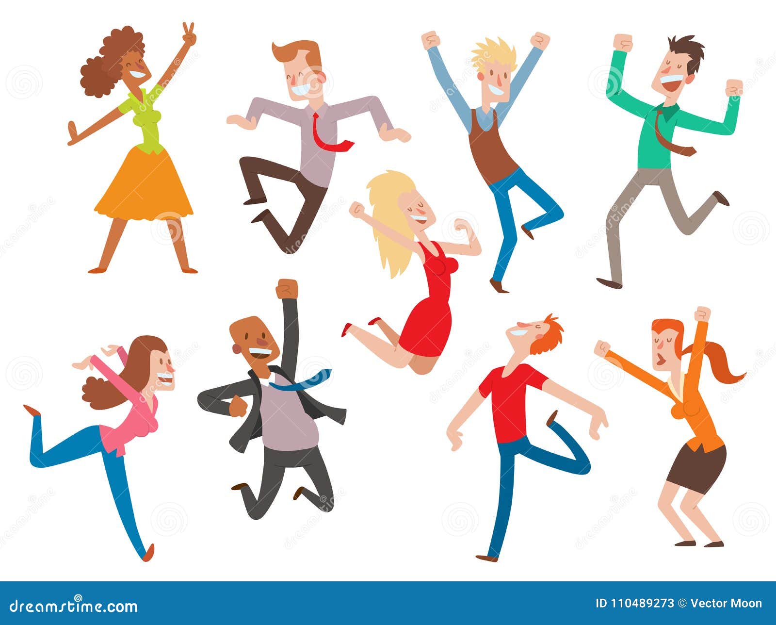 Vector People Jumping Celebration Party Illustration. Happy Man and ...