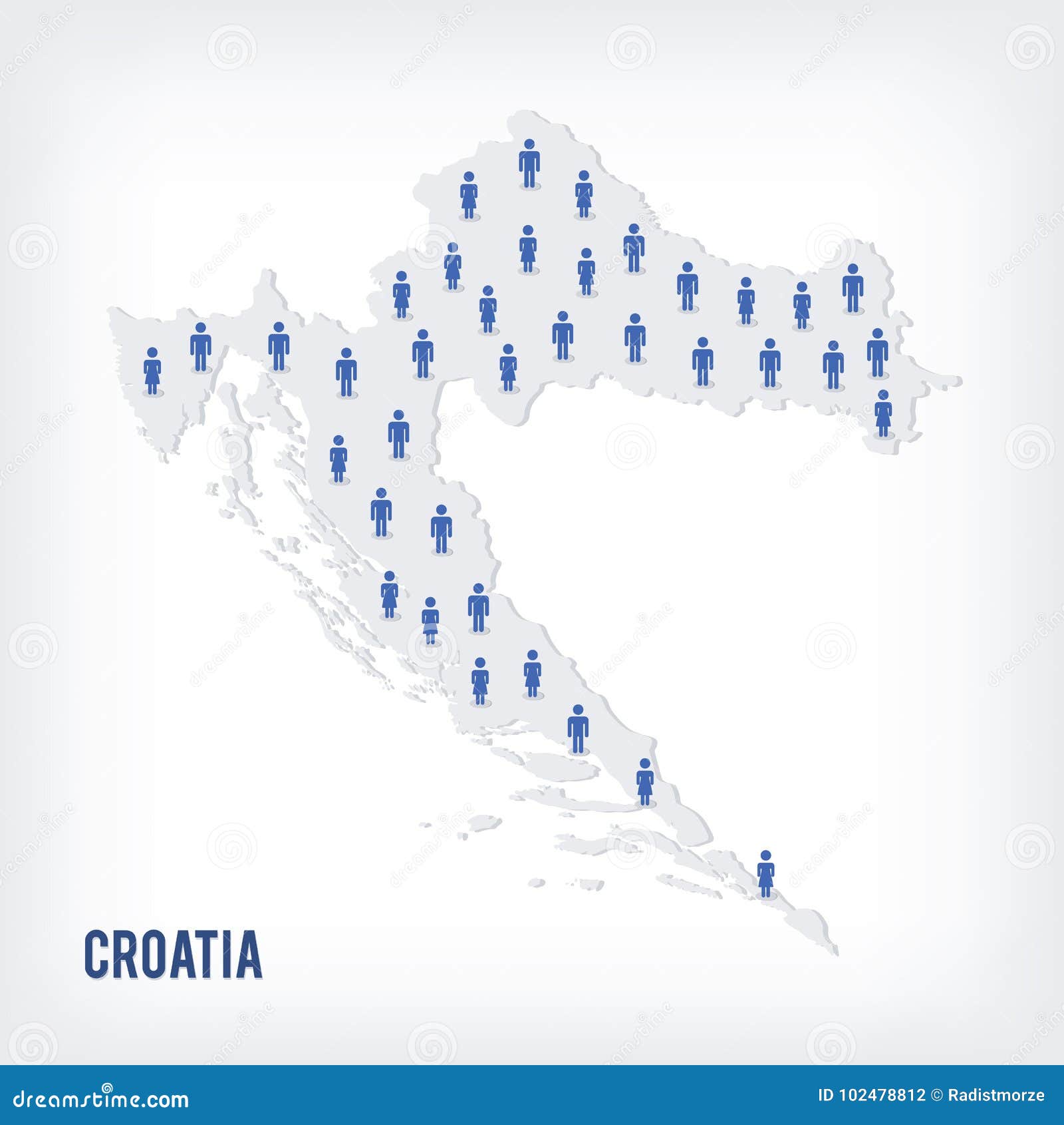 Vector People Map of Croatia . the Concept of Population Stock Vector