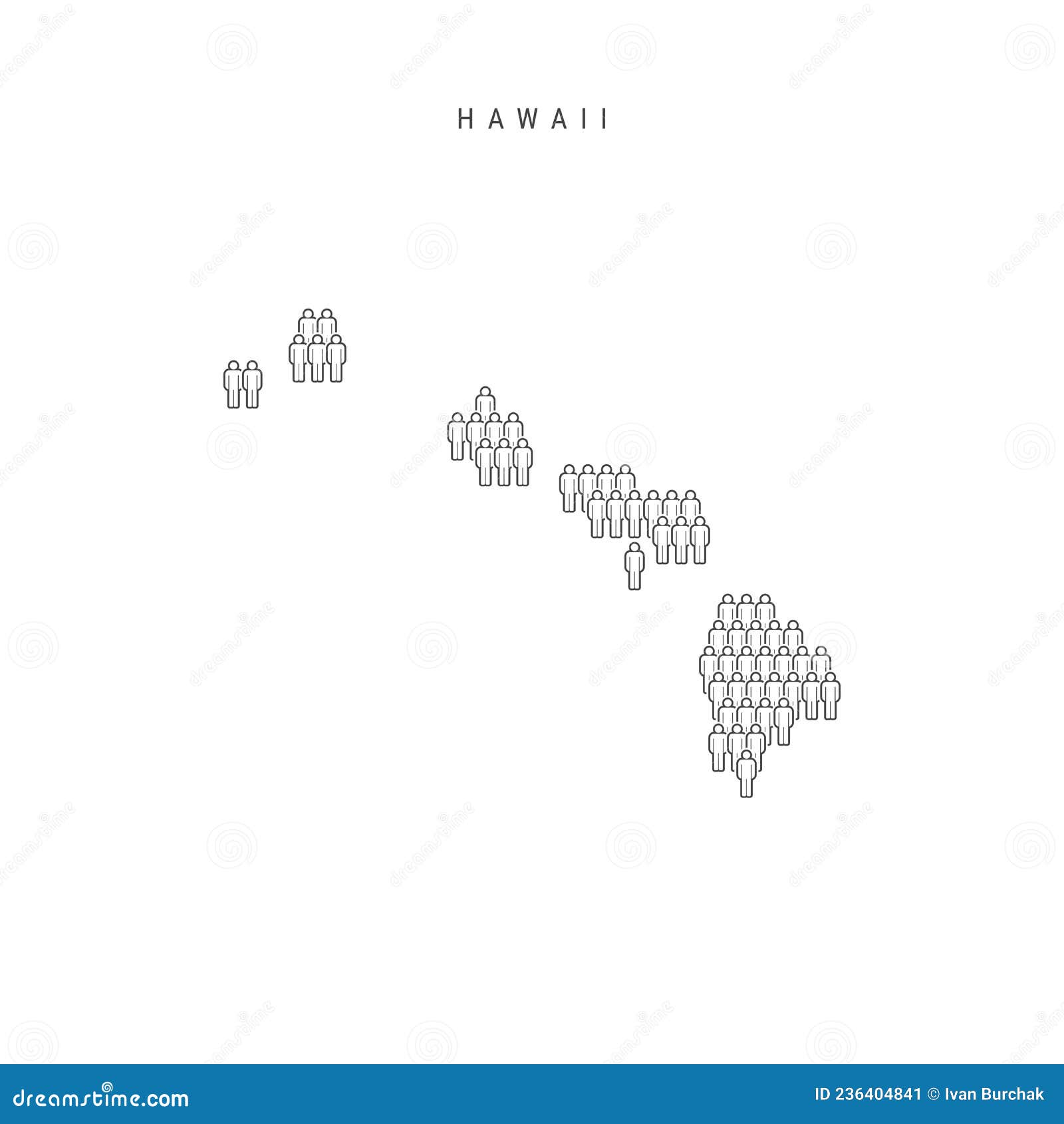 Vector People Map of Hawaii, US State. Stylized Silhouette, People