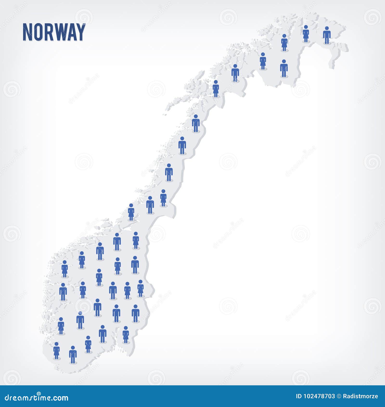 Vector People Map of Norway . the Concept of Population Stock Vector