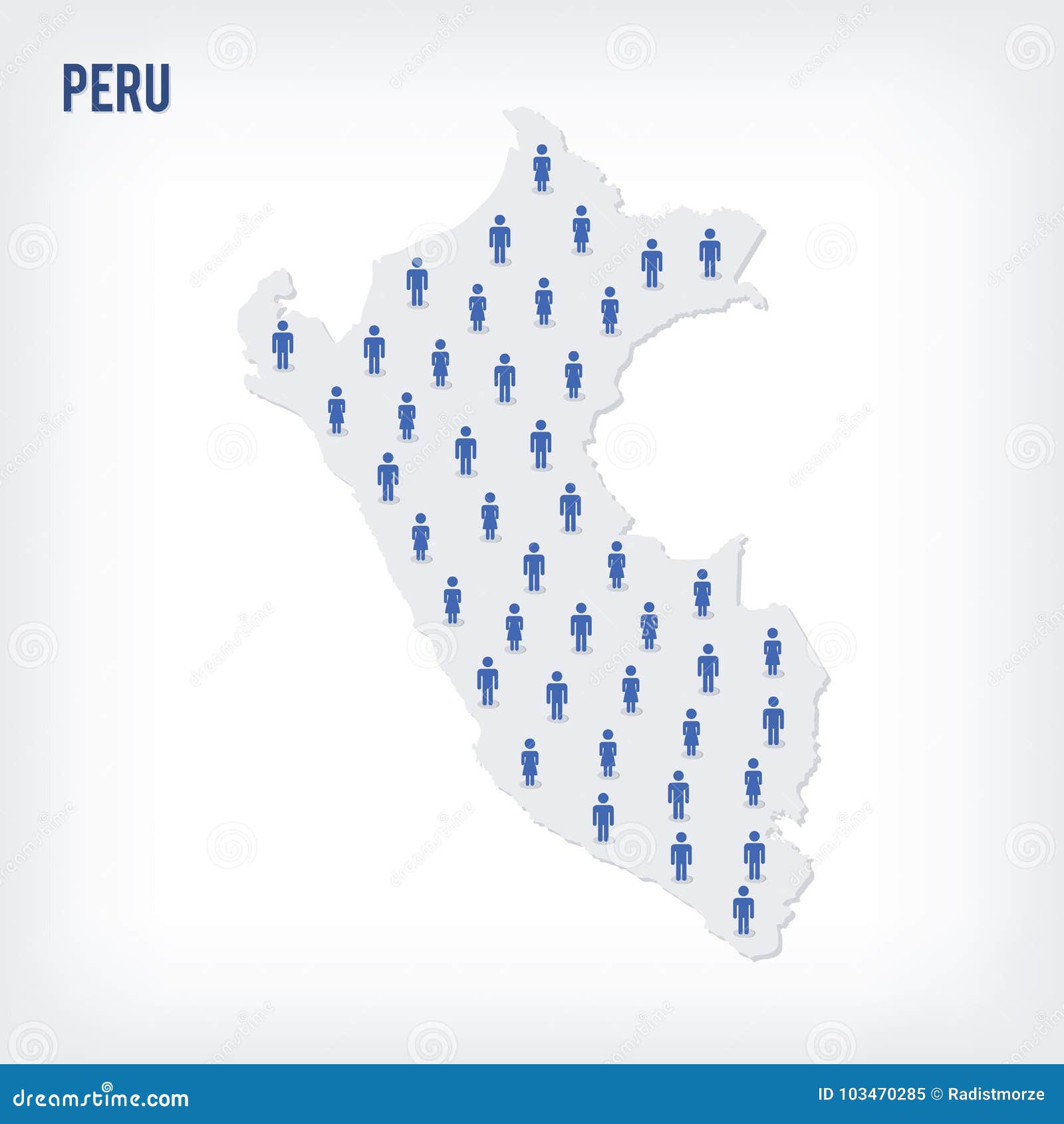 Peru Population Infographic. Map Made From Stick Figure People Vector