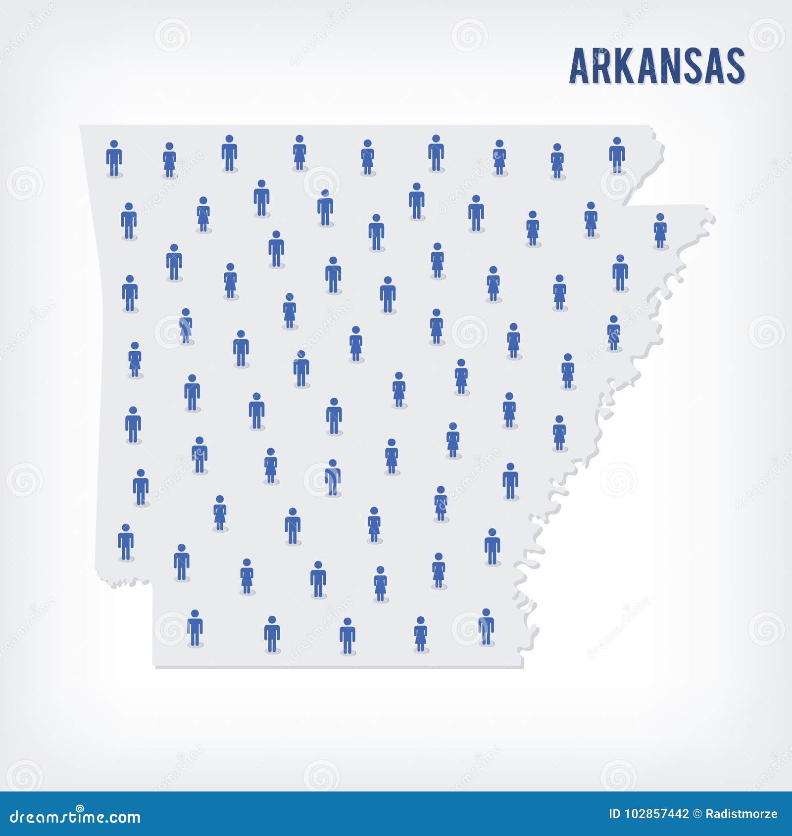 Vector People Map of of State of Arkansas. the Concept of Population